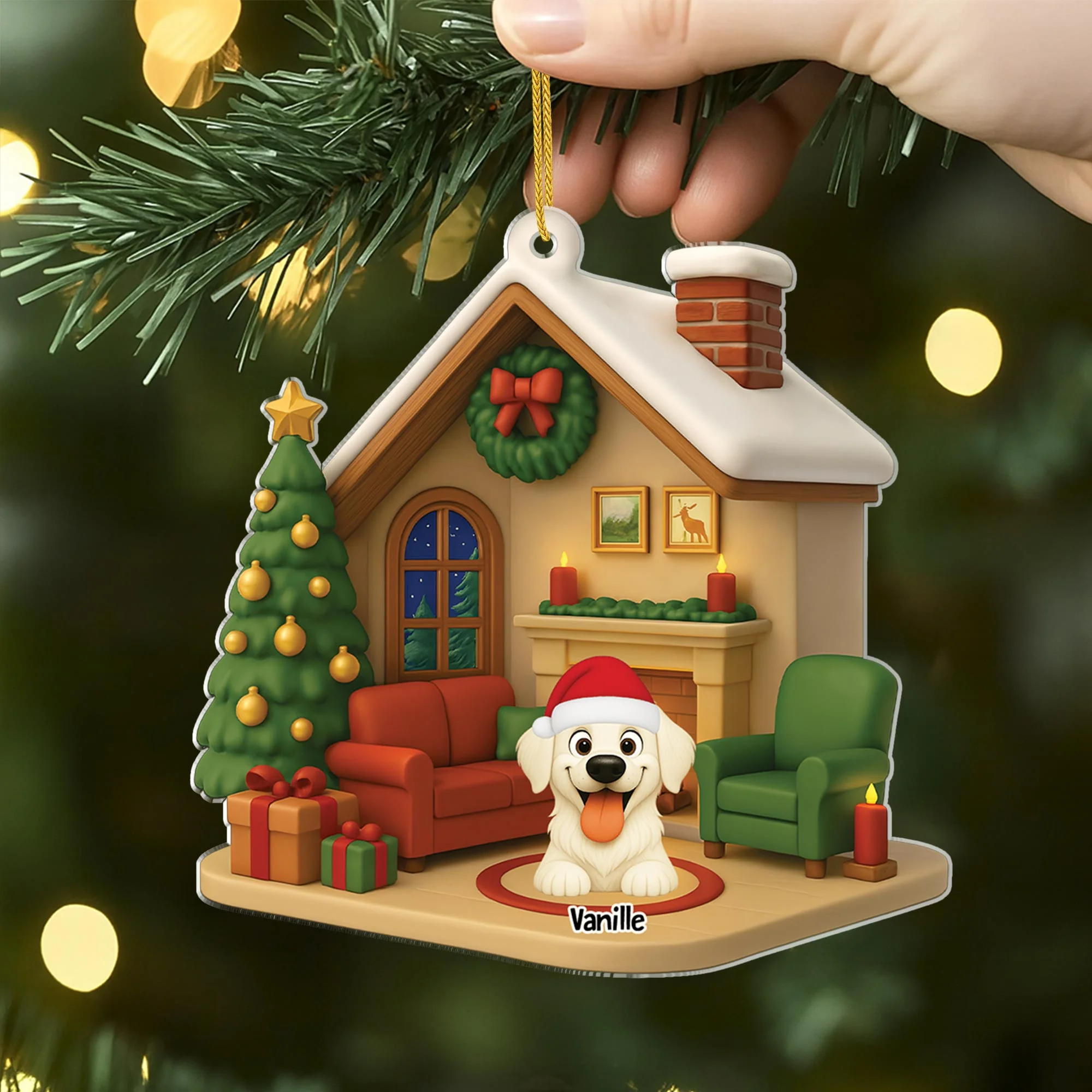 Ornement Acrylique Personnalisé Avec Chien - Salon De Noël - Image 2