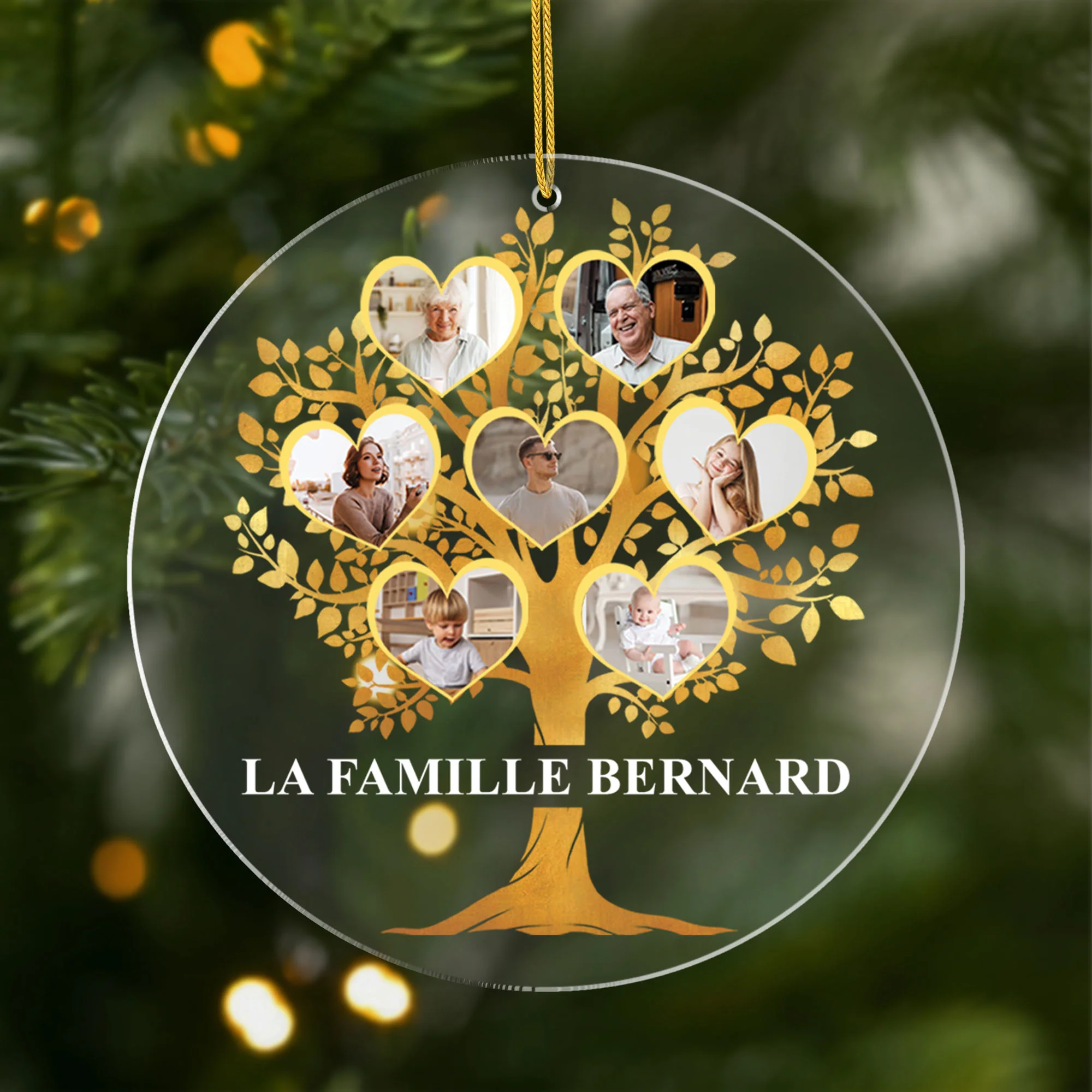 Ornement Acrylique Arbre De Vie Personnalisé Avec Photo - Arbre De Famille