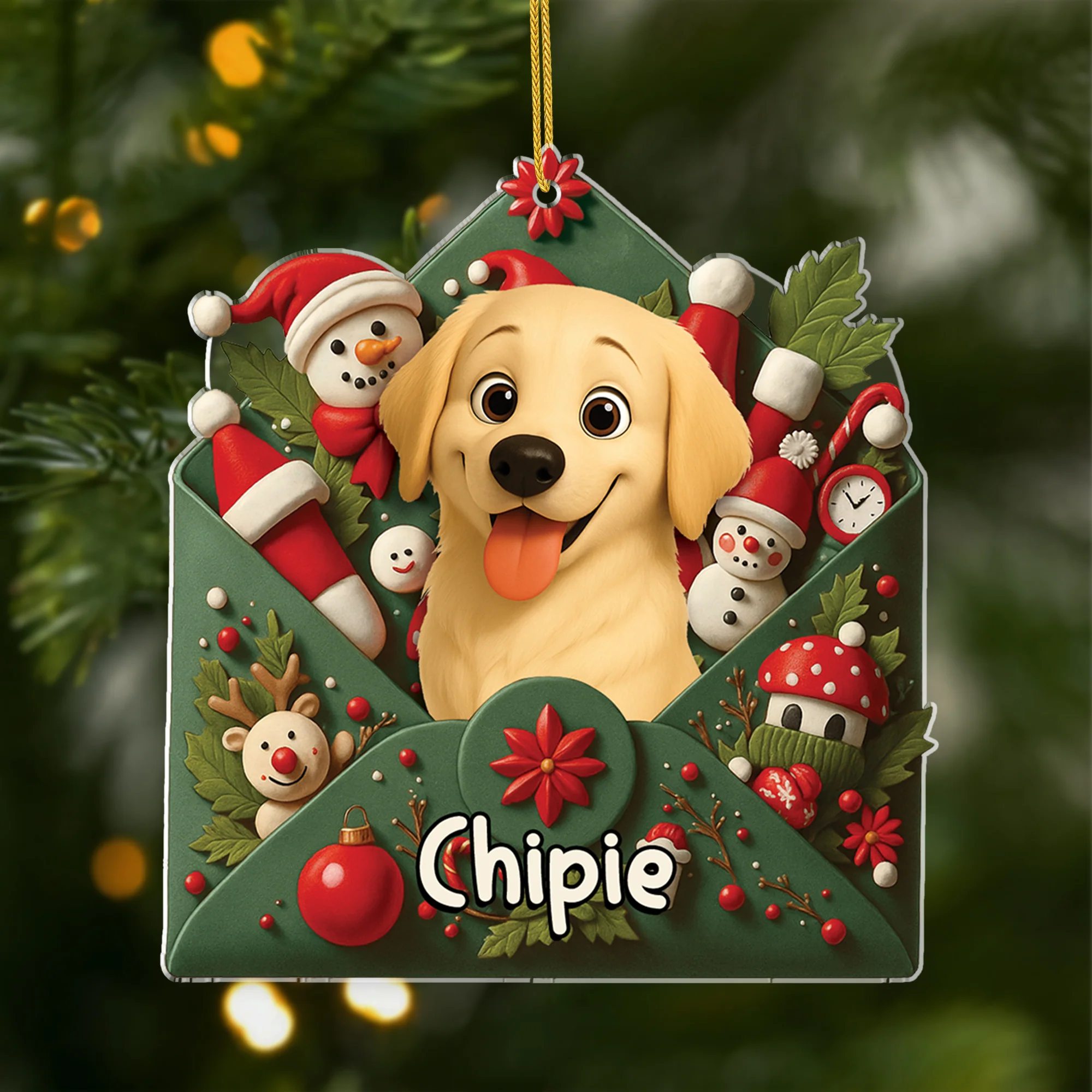 Ornement Acrylique Personnalisé Avec Photo - Lettre Du Père Noël Avec Mon Chien