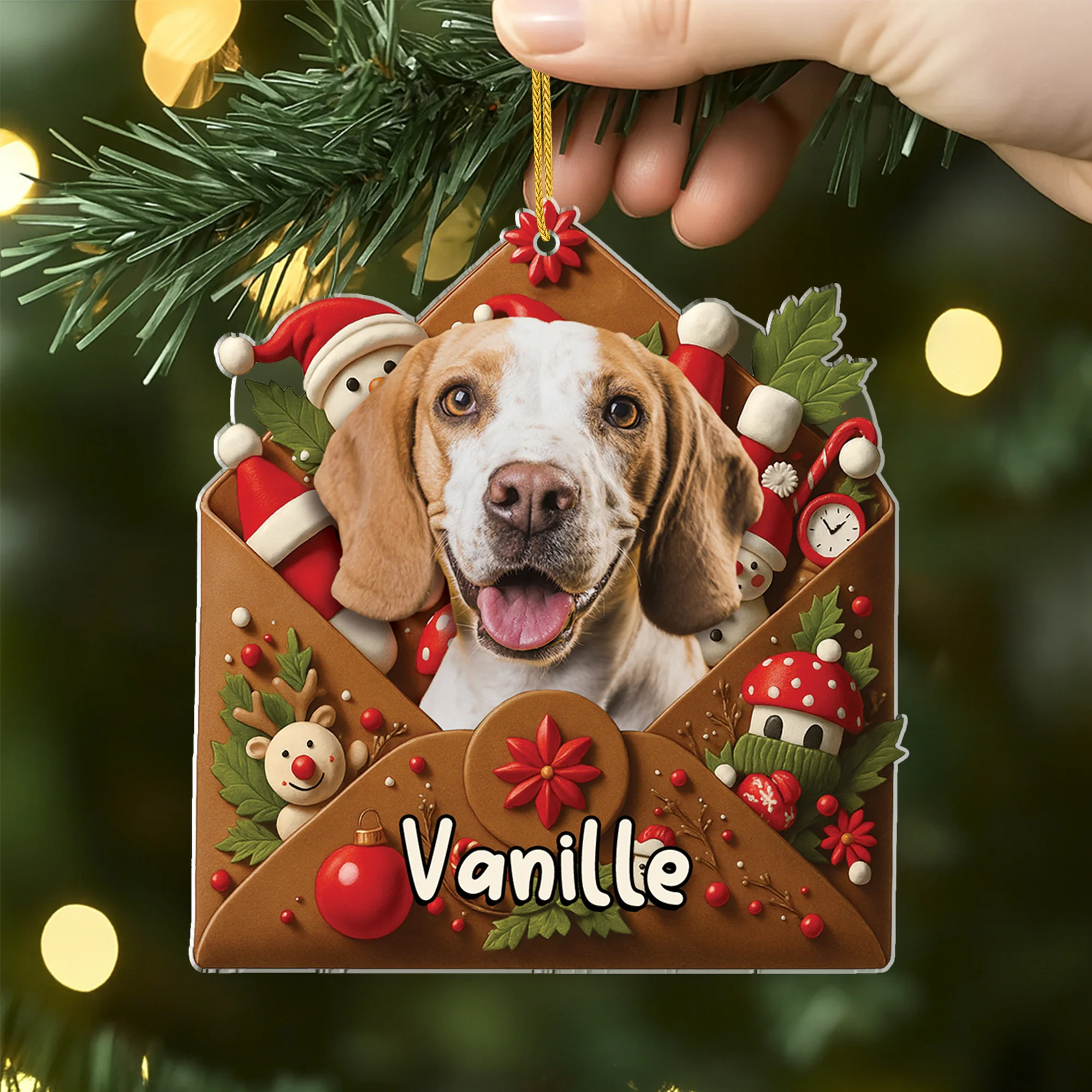 Ornement Acrylique Personnalisé Avec Photo - Lettre Du Père Noël Avec Mon Chien - Image 2