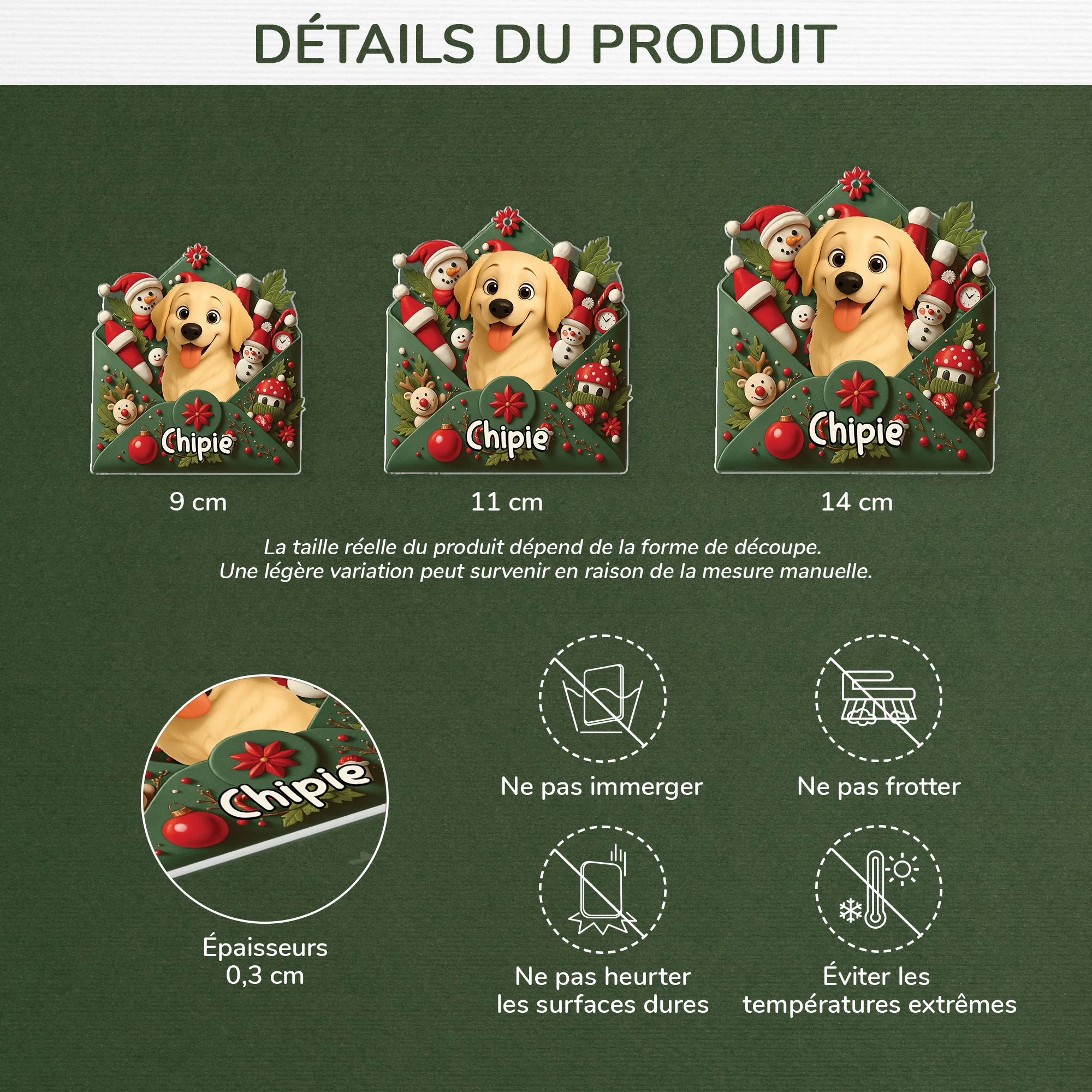 Ornement Acrylique Personnalisé Avec Photo - Lettre Du Père Noël Avec Mon Chien - Image 3