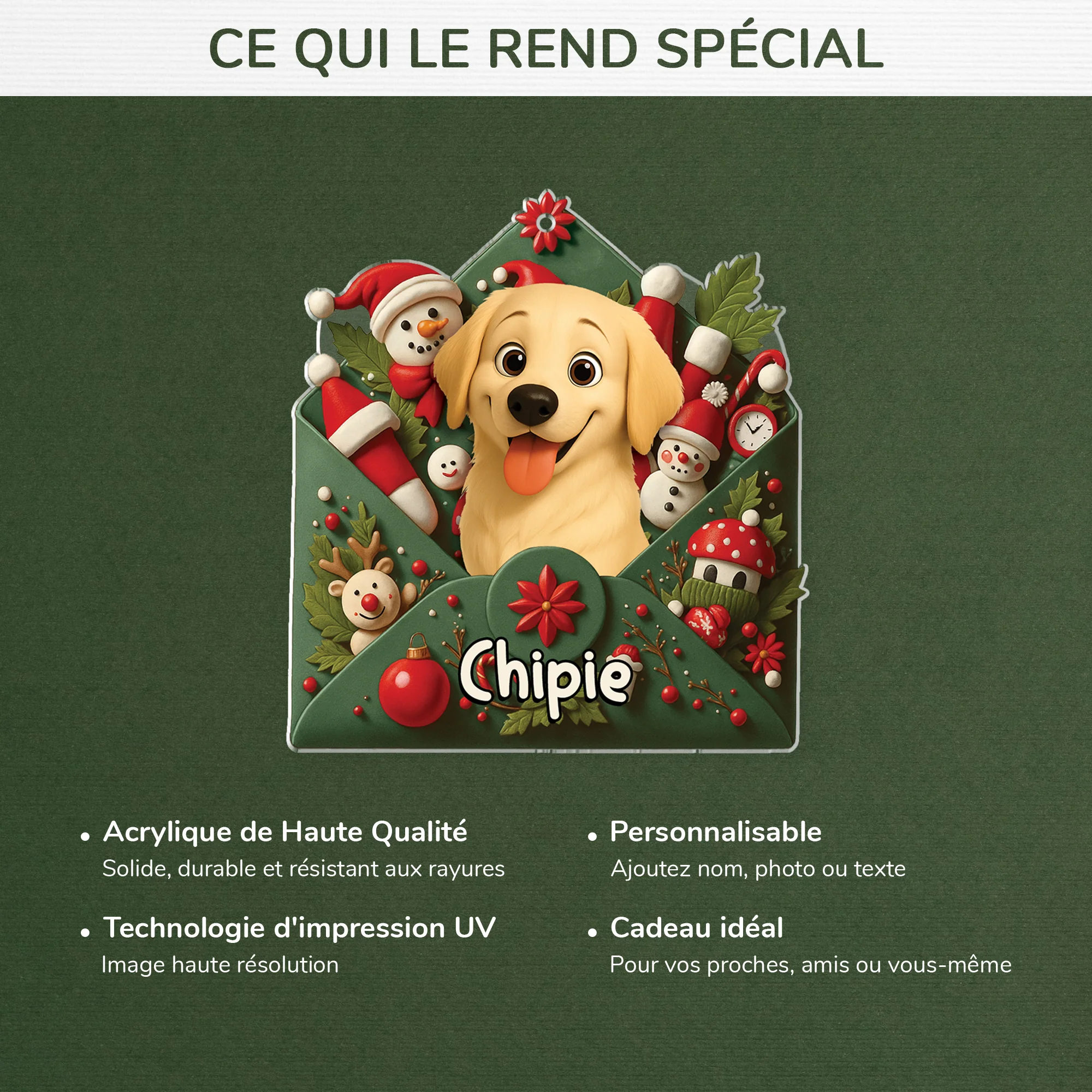 Ornement Acrylique Personnalisé Avec Photo - Lettre Du Père Noël Avec Mon Chien - Image 4