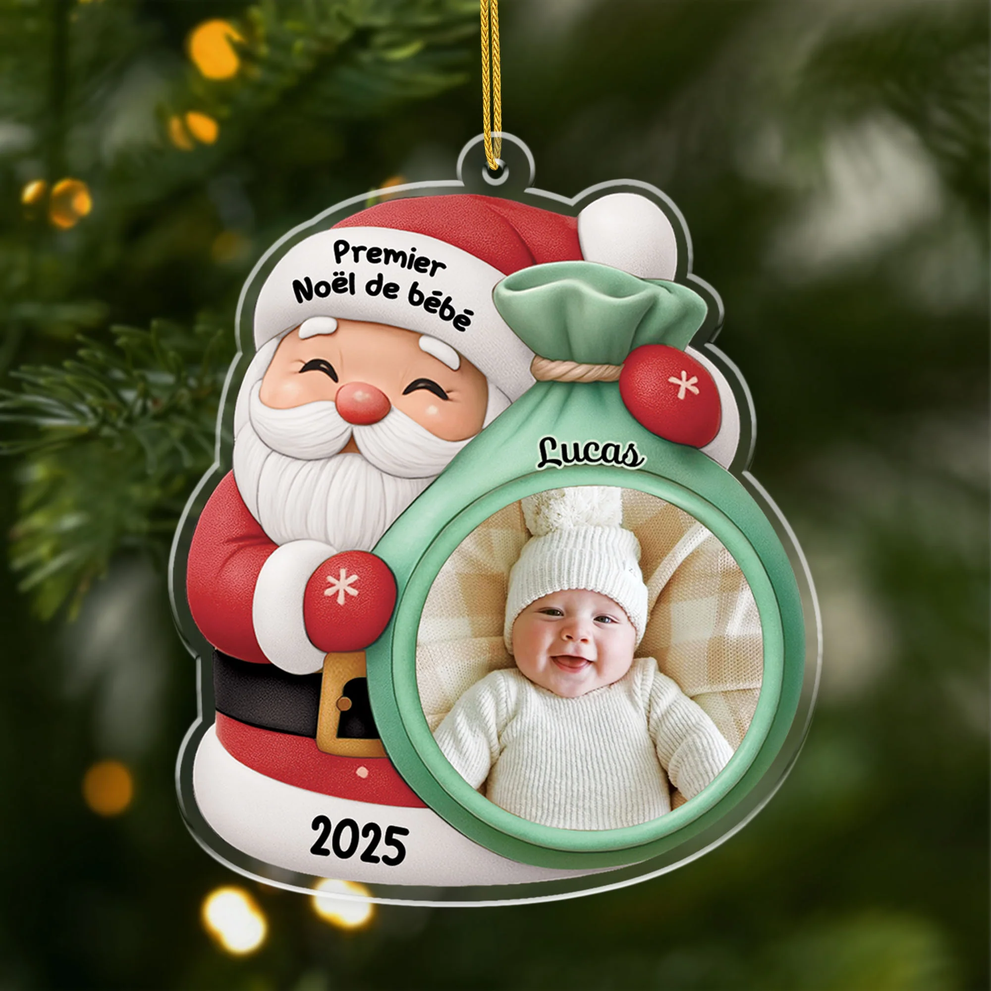 Ornement Acrylique Personnalisé Avec Photo - Mon Premier Noël Avec Le Père Noël