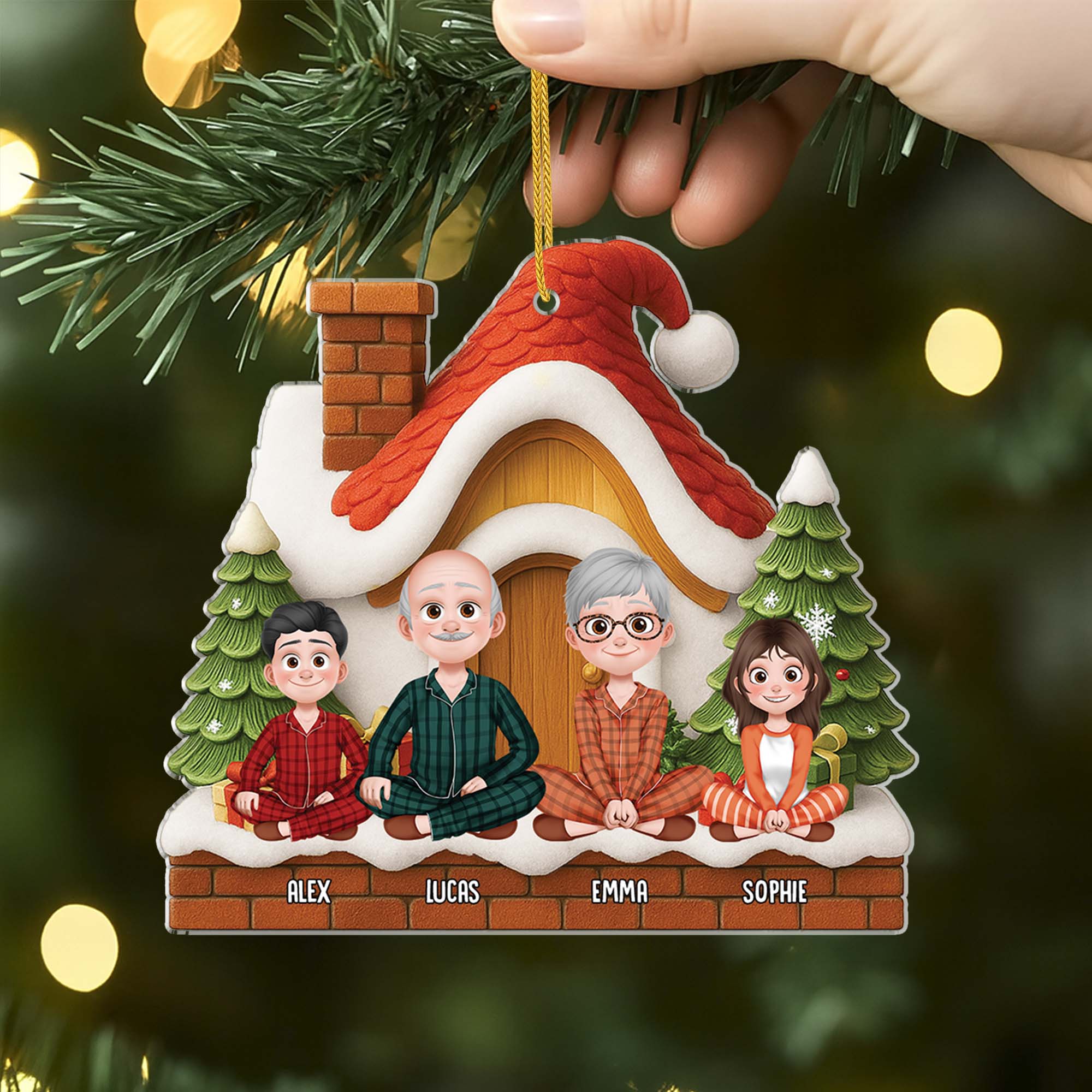 Ornement Acrylique Personnalisé Famille Avec Chien/Chat - Notre Maison De Noël - Image 2