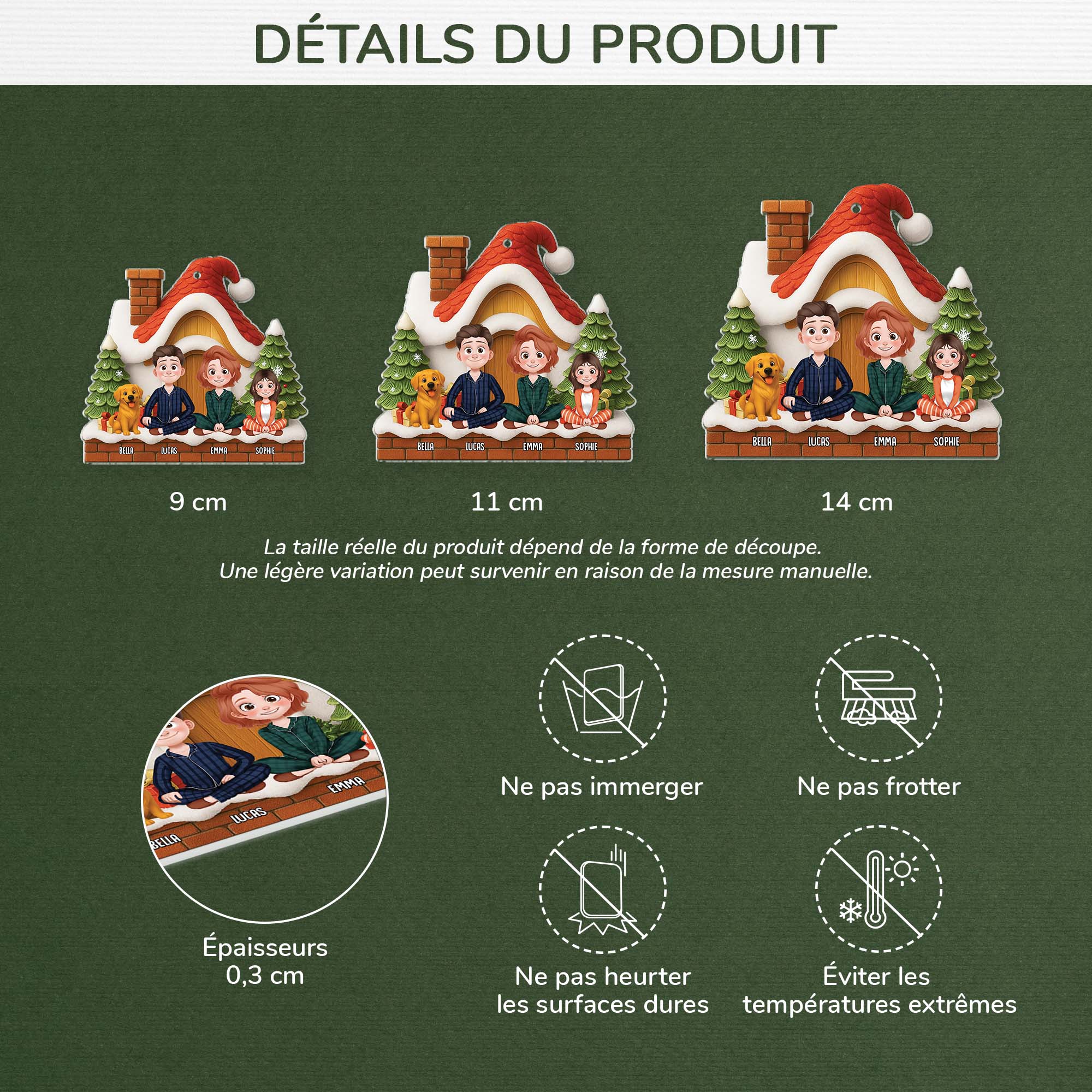 Ornement Acrylique Personnalisé Famille Avec Chien/Chat - Notre Maison De Noël - Image 3