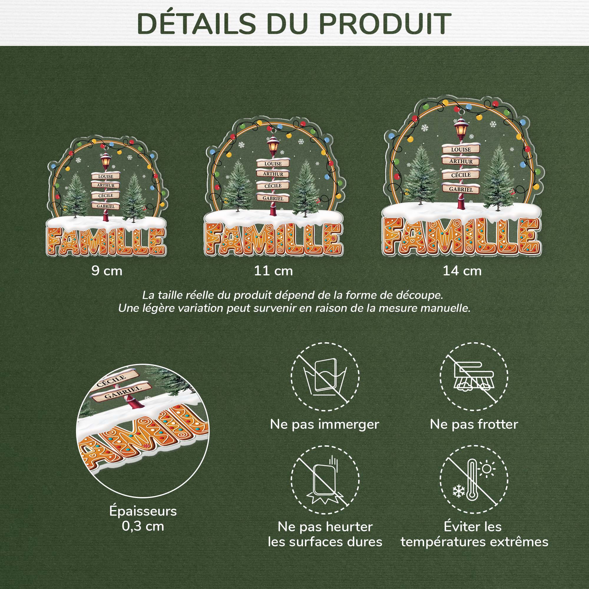 Ornement Acrylique Personnalisé - Famille Avec Mots-Croisés De Noël - Image 3