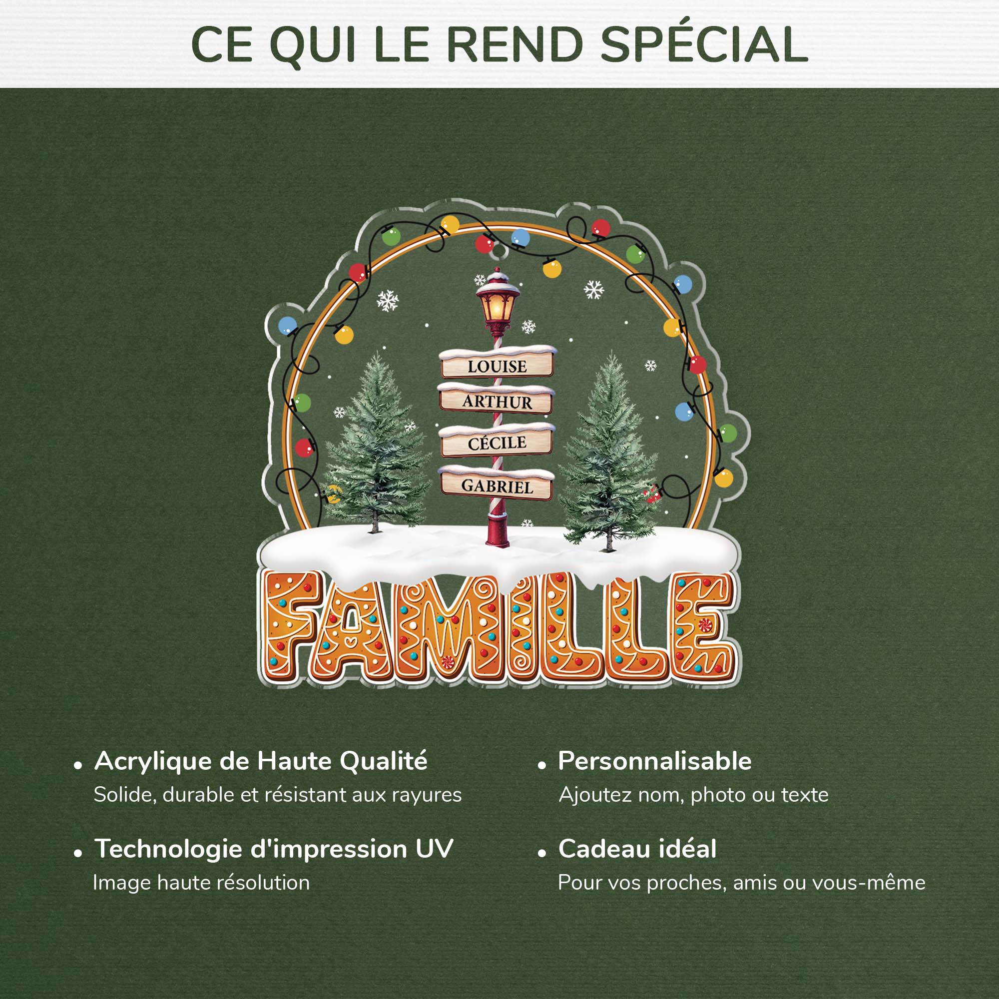 Ornement Acrylique Personnalisé - Famille Avec Mots-Croisés De Noël - Image 4