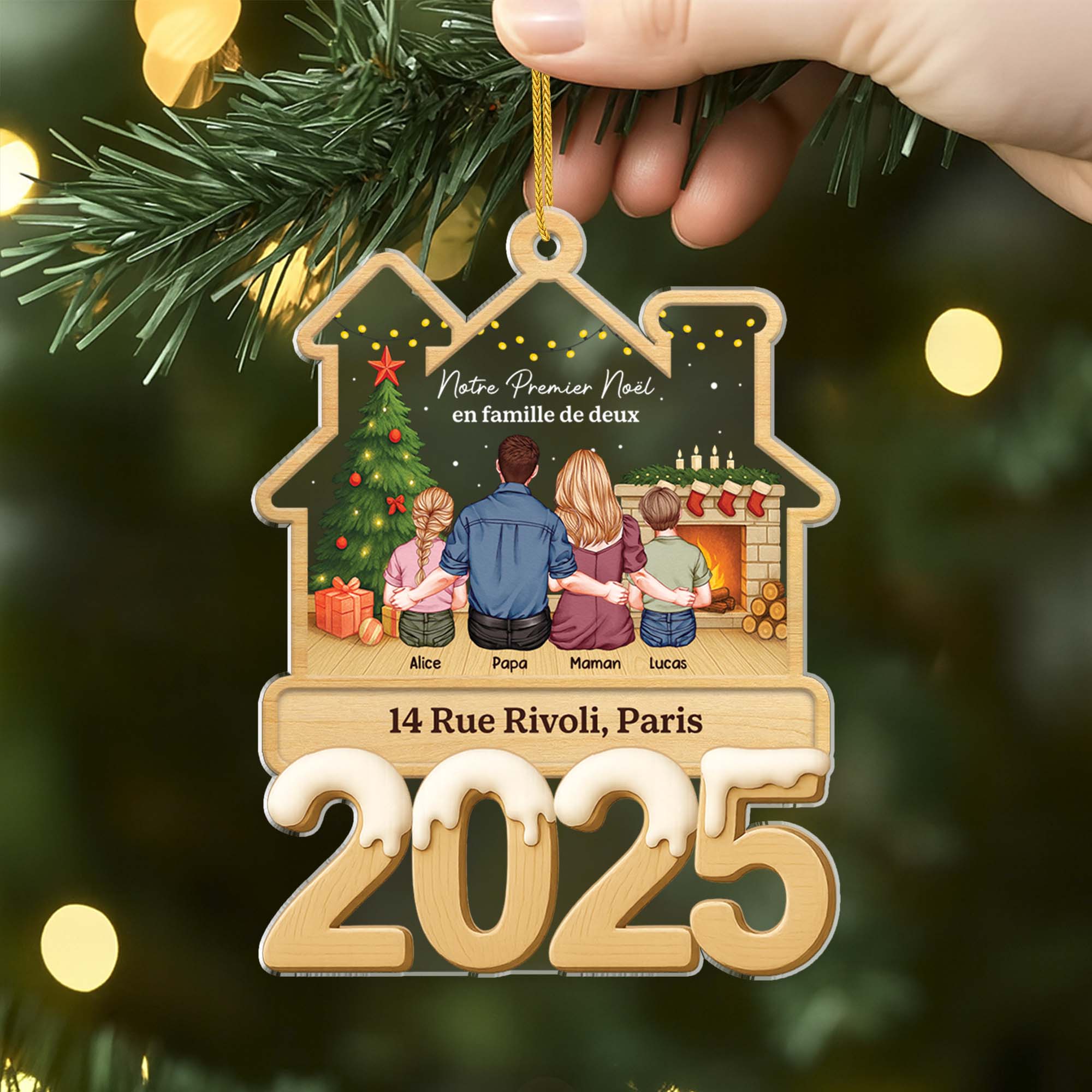Ornement Acrylique Personnalisé Famille - Premier Noël Dans Notre Nouvelle Maison - Image 2