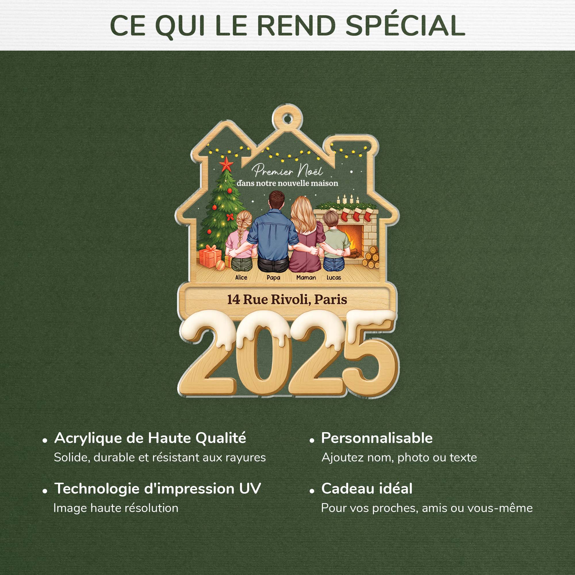 Ornement Acrylique Personnalisé Famille - Premier Noël Dans Notre Nouvelle Maison - Image 4