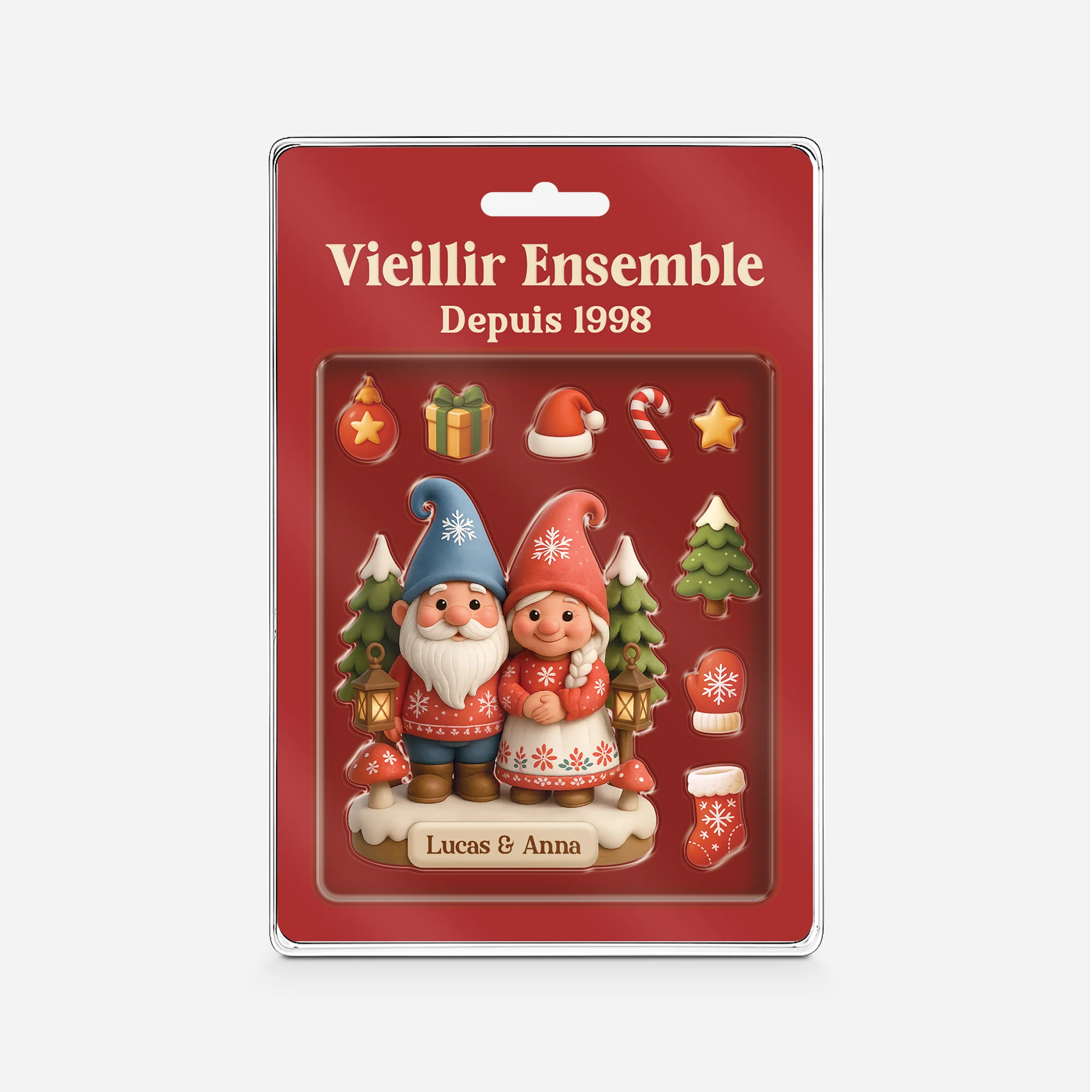 Plaque Personnalisée Acrylique Rectangulaire - Vieillir Ensemble Jouet De Noël