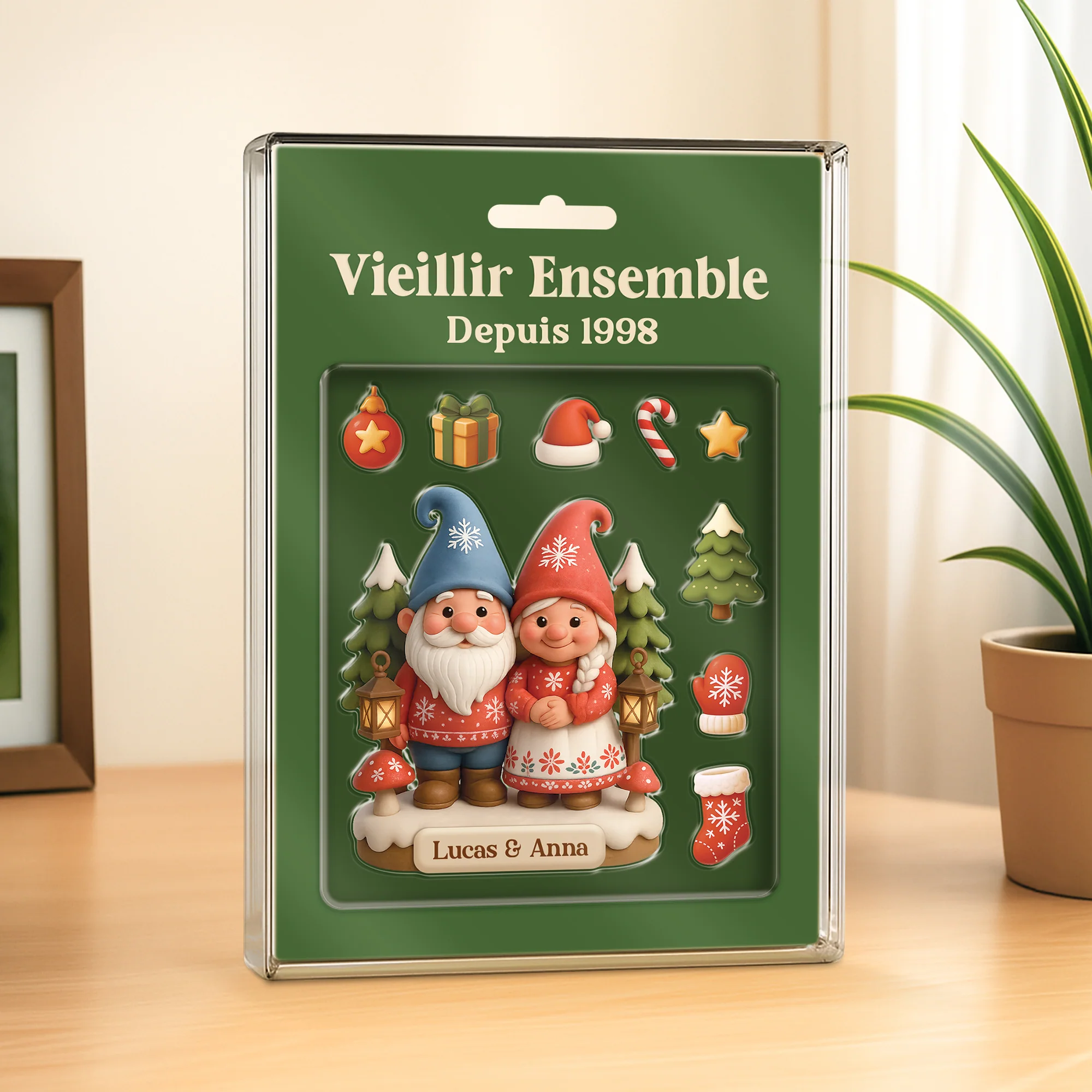 Plaque Personnalisée Acrylique Rectangulaire - Vieillir Ensemble Jouet De Noël - Image 2
