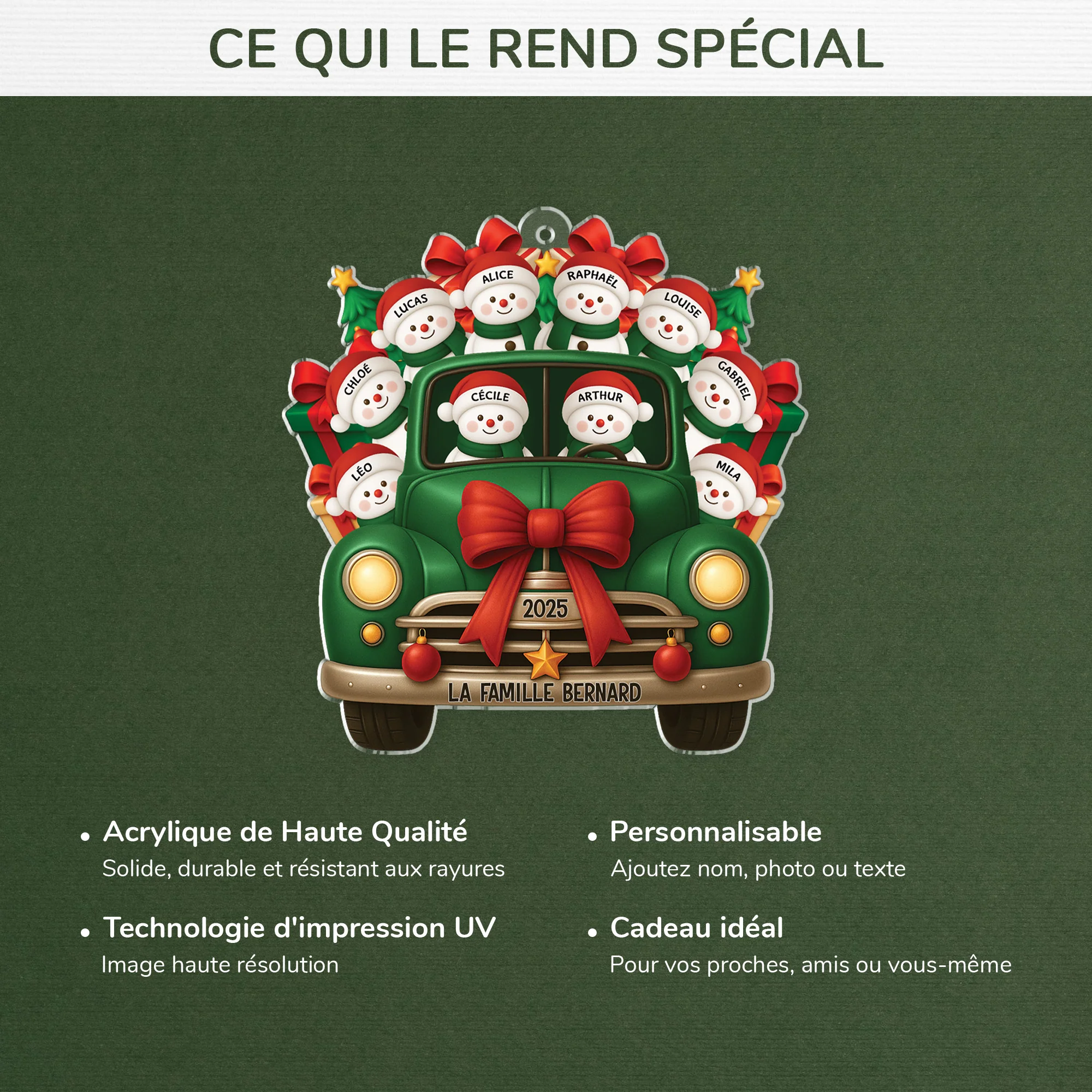 Ornement Acrylique Personnalisé - Voyage De Noël En Famille - Image 4