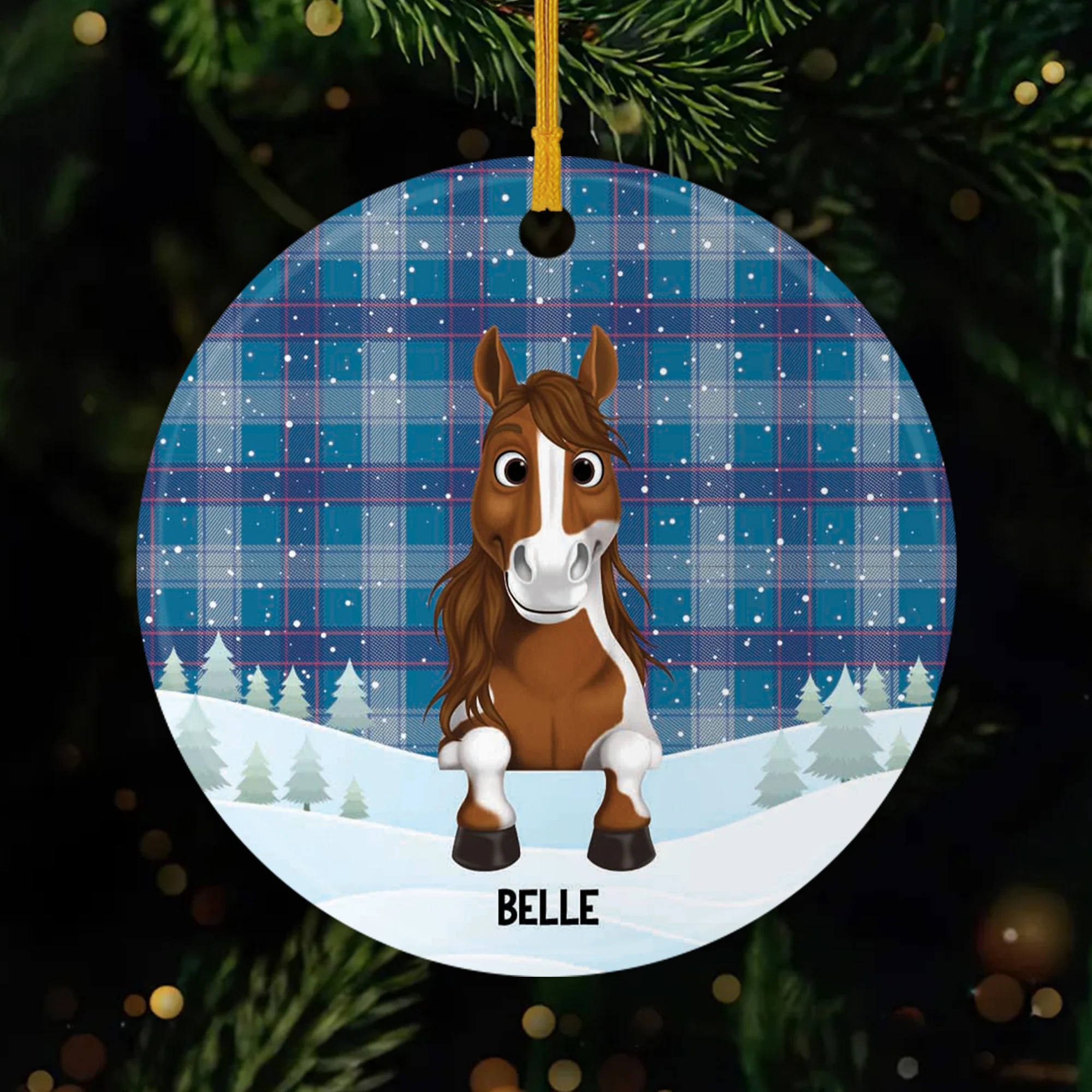 Ornement Céramique Noël Carreaux Personnalisé Cheval