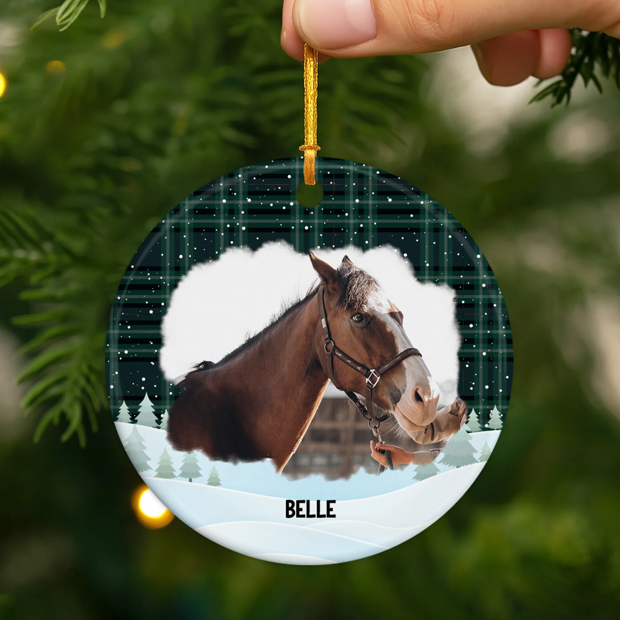 Ornement Céramique Noël Carreaux Personnalisé Cheval - Image 2