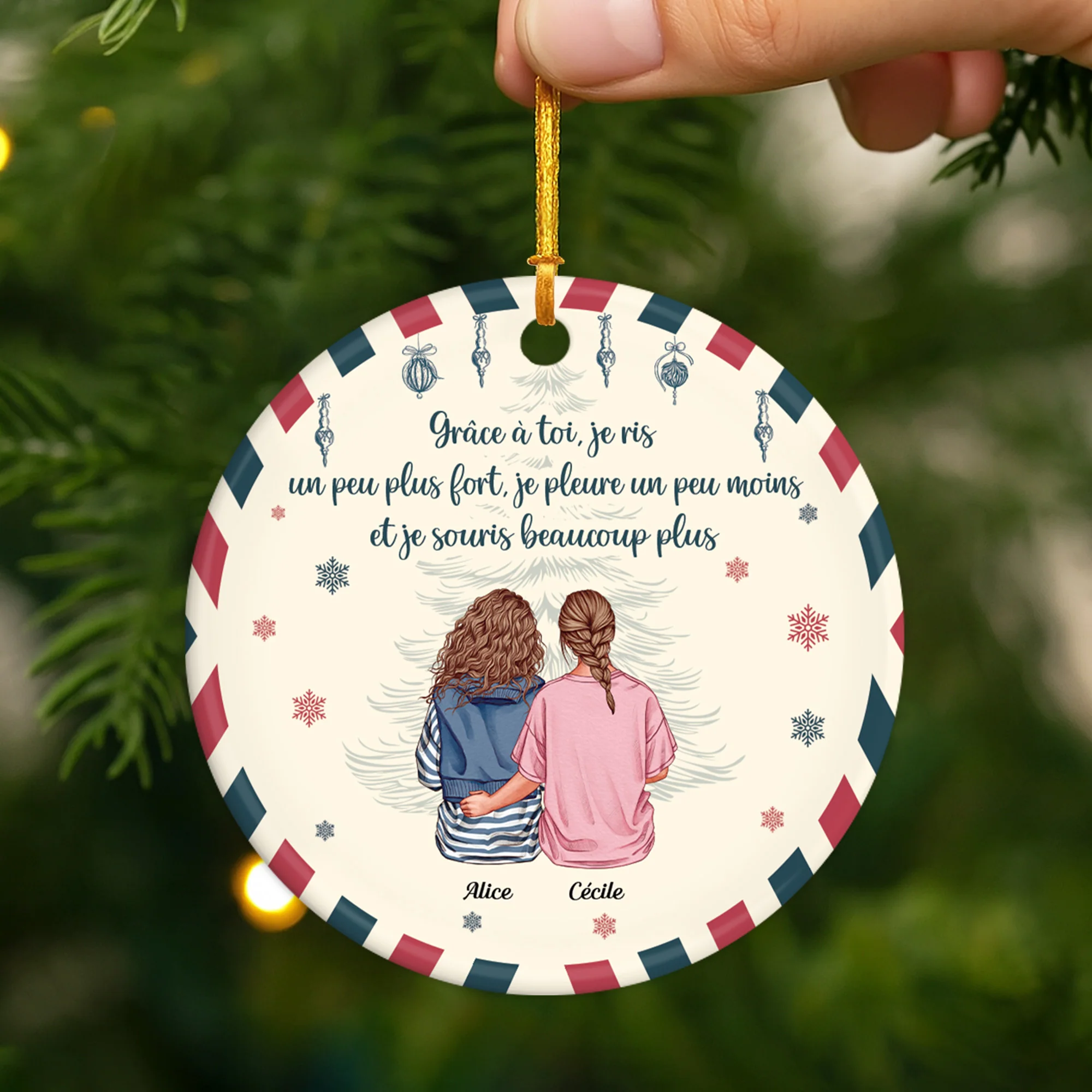 Ornement Céramique Noël Personnalisé - Grâce À Toi Je Ris Un Peu Plus Fort - Image 2