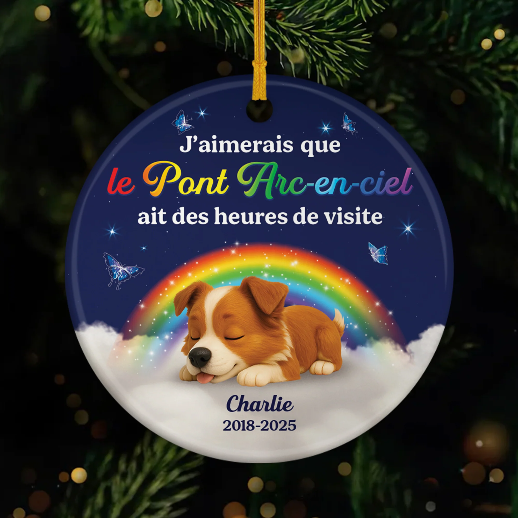 Ornement Céramique Personnalisé Chien Commémoratif - Le Pont Arc-en-ciel Ait Des Heures De Visite