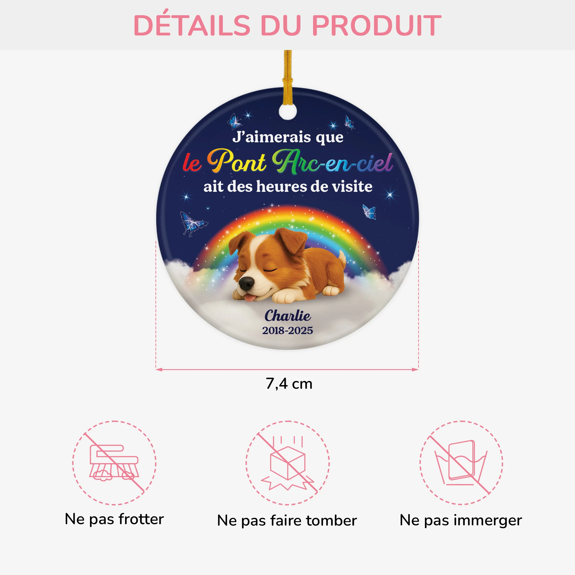 Ornement Céramique Personnalisé Chien Commémoratif - Le Pont Arc-en-ciel Ait Des Heures De Visite - Image 3