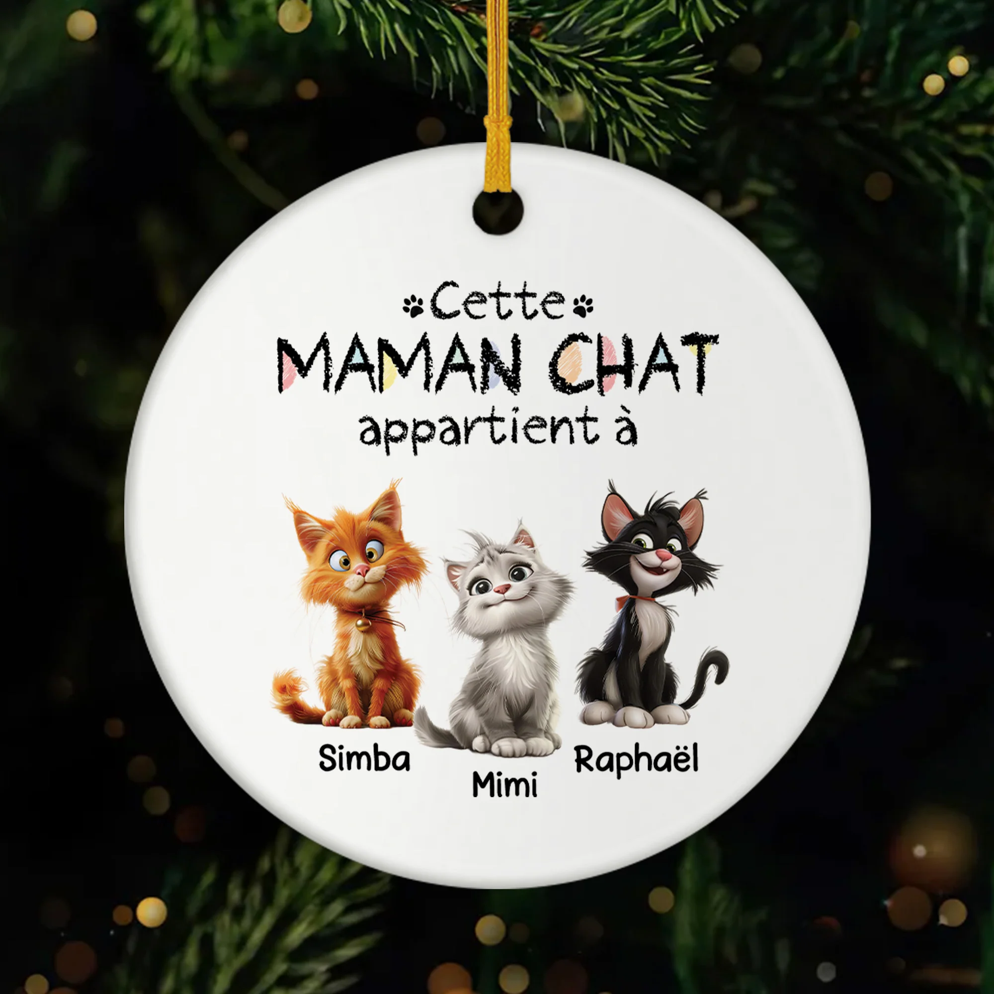 Ornement Céramique Personnalisé De Noël - Cette Maman Chat Appartient À