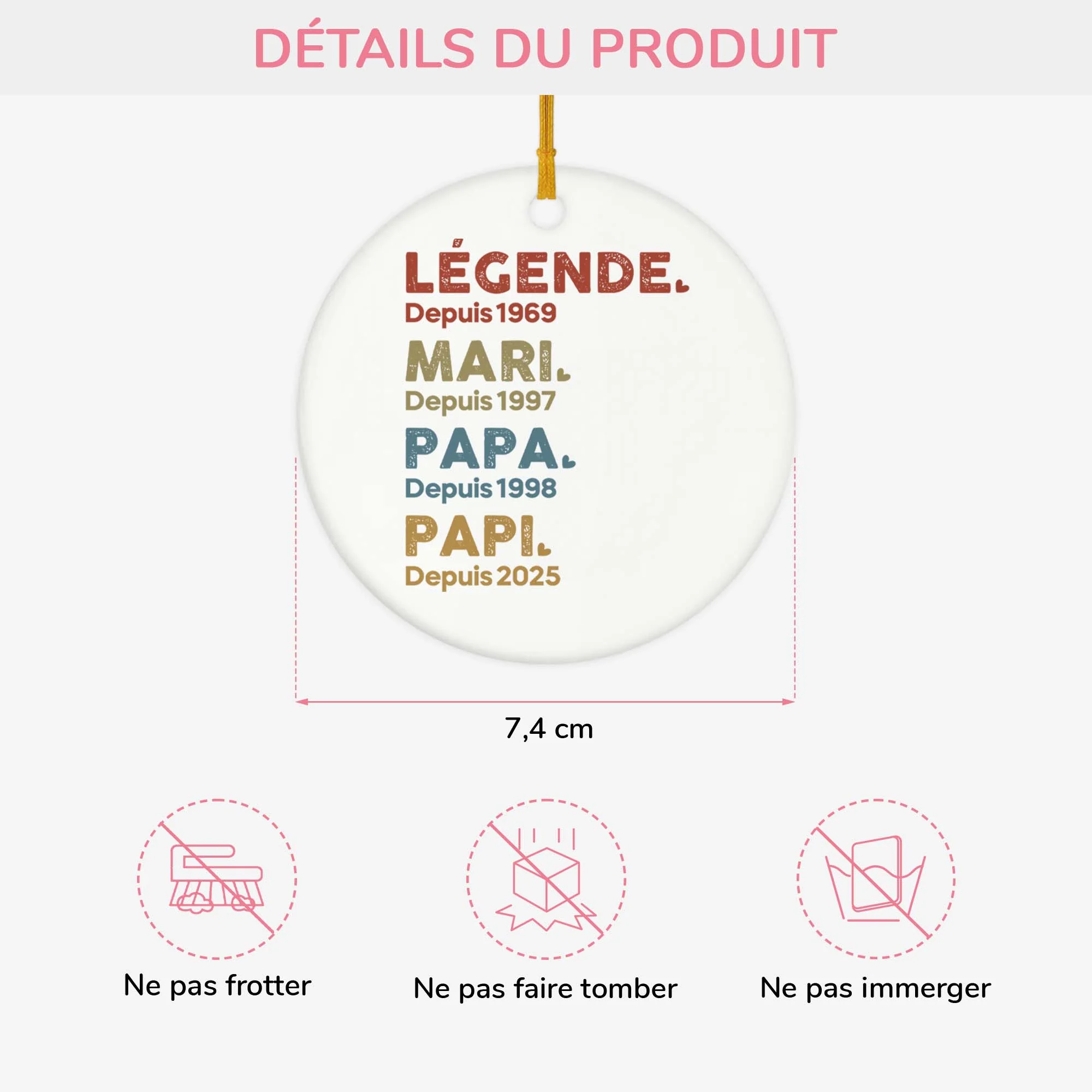 Ornement Céramique Personnalisé Homme - Légende Mari Papa Papy - Image 3