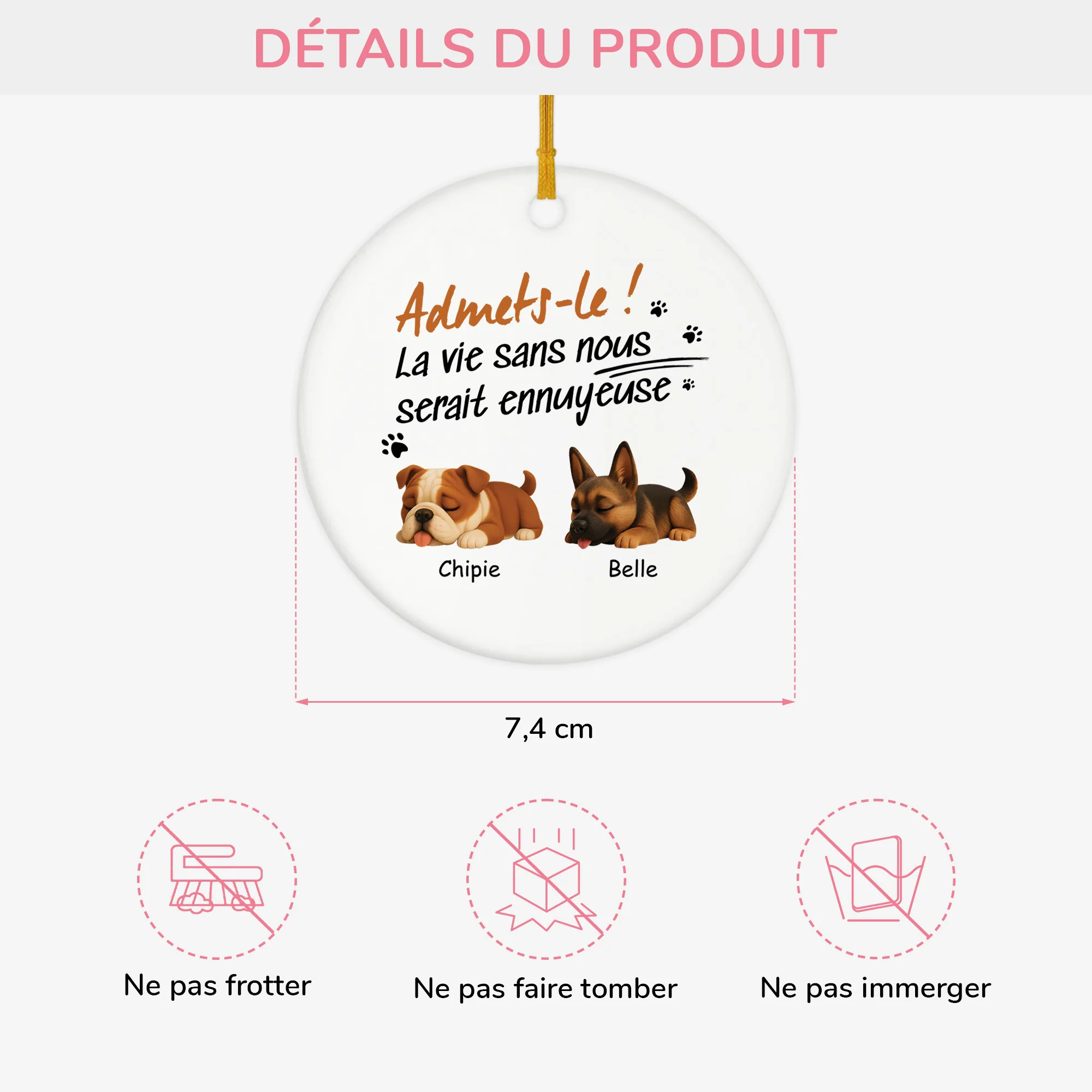 Ornement Céramique Personnalisé - La Vie Sans Chien Serait Ennuyeuse - Image 3