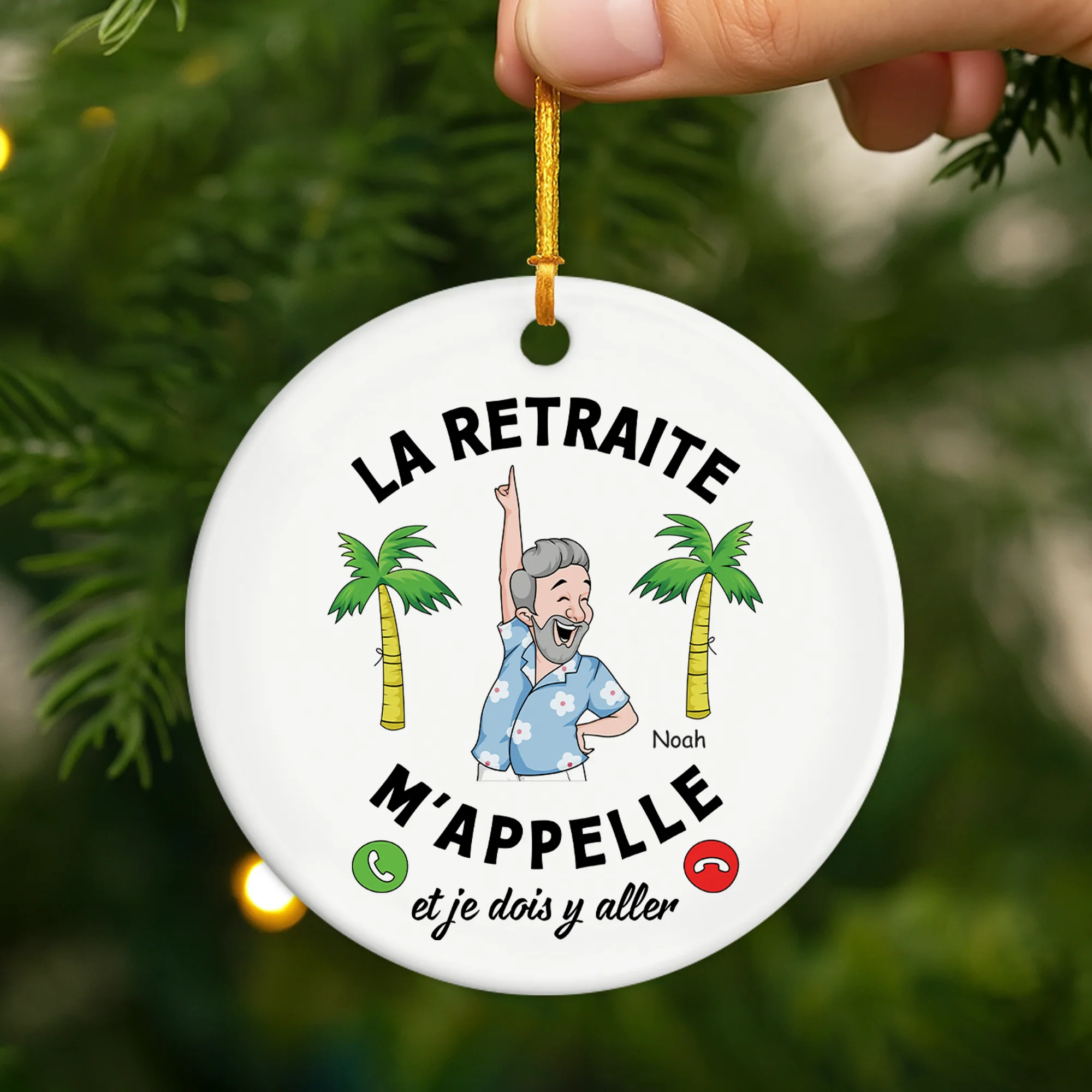 Ornement Céramique Personnalisé Pour Femme Et Homme - La Retraite M'Appelle - Image 2
