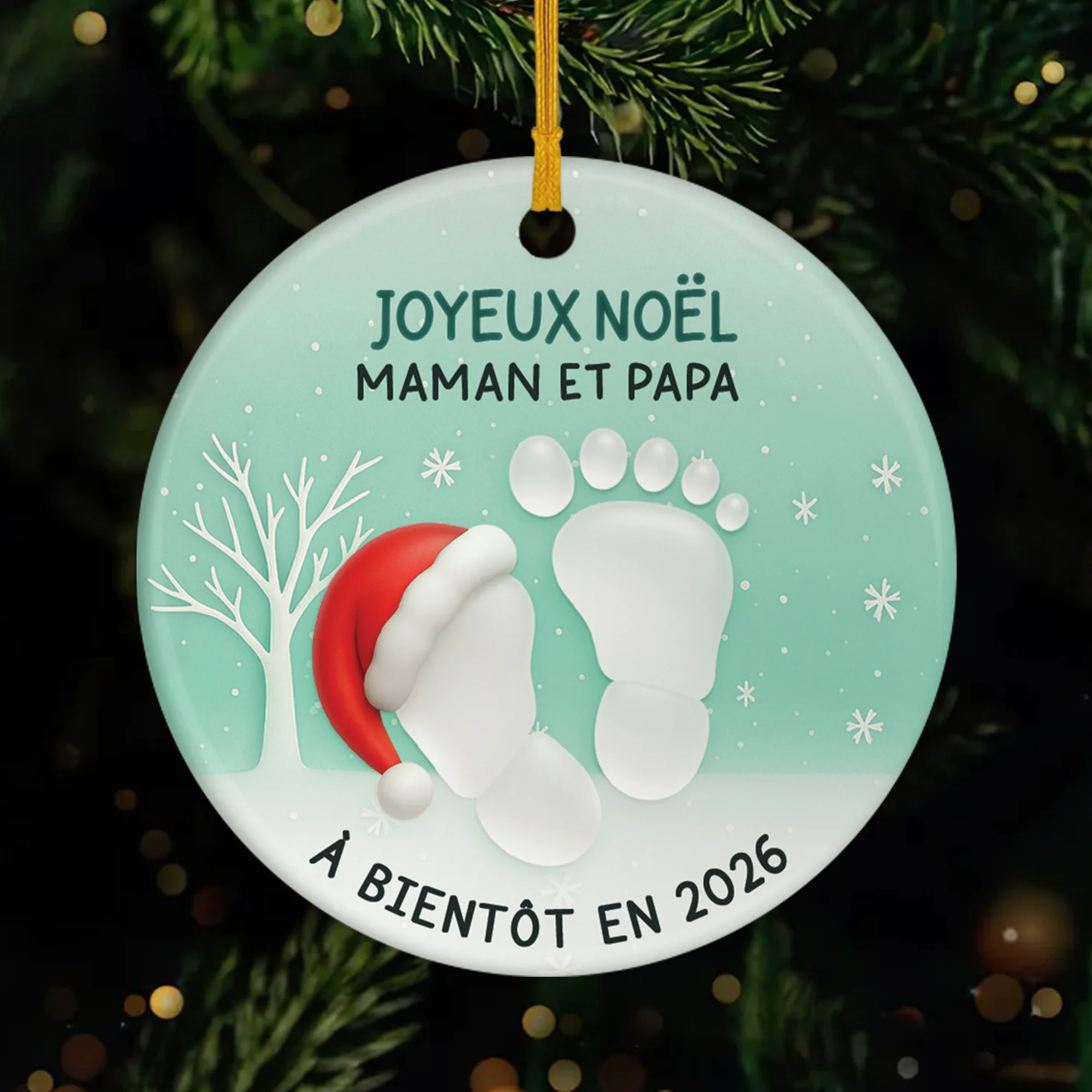 Ornement Céramique Personnalisé Pour Futur Papa Et Future Maman - Joyeux Noël