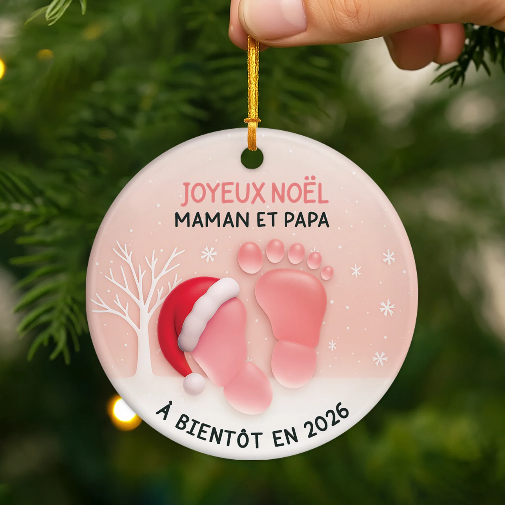 Ornement Céramique Personnalisé Pour Futur Papa Et Future Maman - Joyeux Noël - Image 2