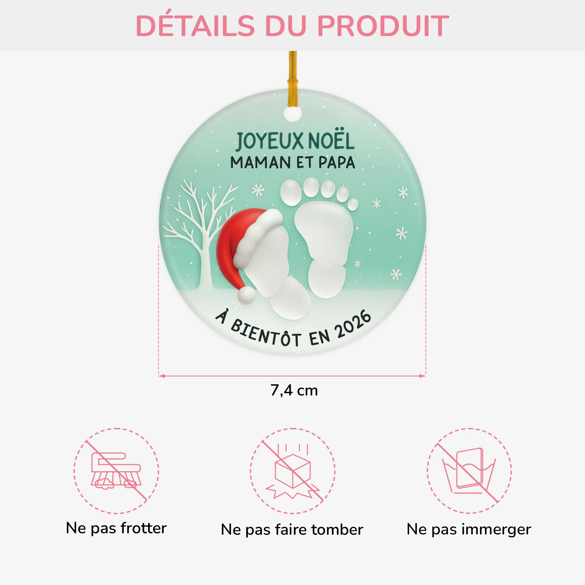 Ornement Céramique Personnalisé Pour Futur Papa Et Future Maman - Joyeux Noël - Image 3