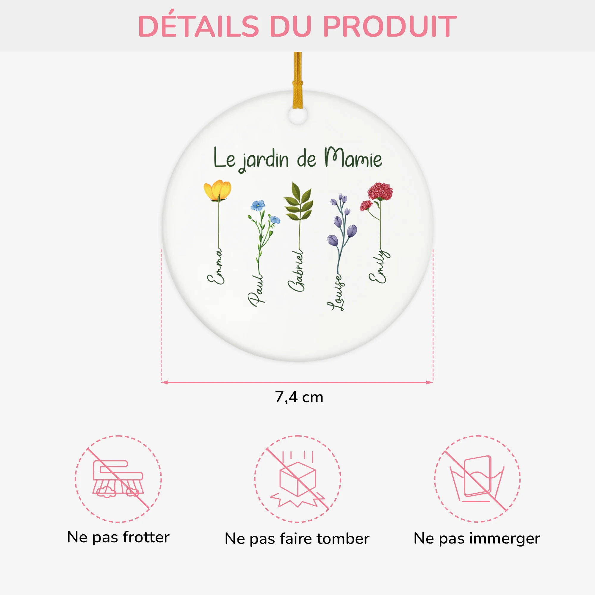 Ornement Céramique Personnalisé Pour Mamie - Le Jardin De Mamie - Image 3
