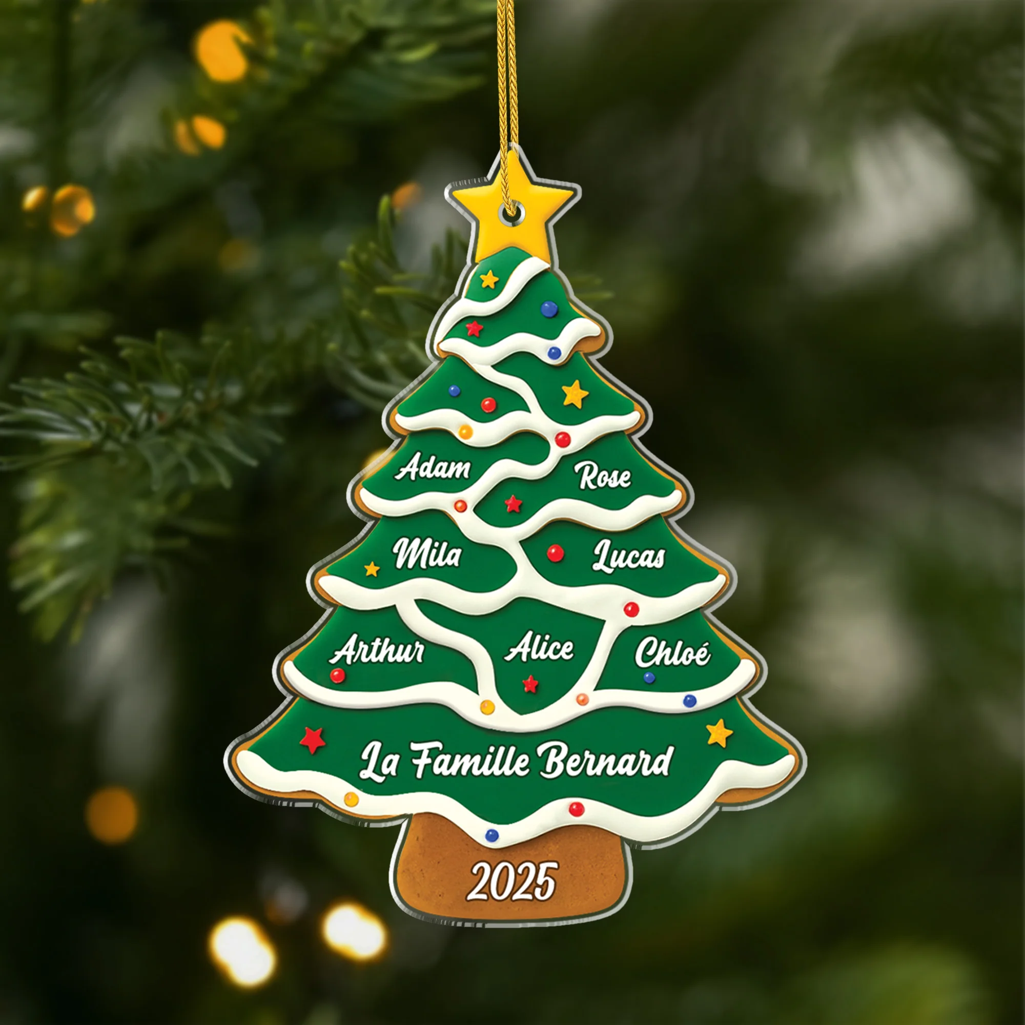 Ornement De Noël Acrylique Personnalisé - Sapin De Famille