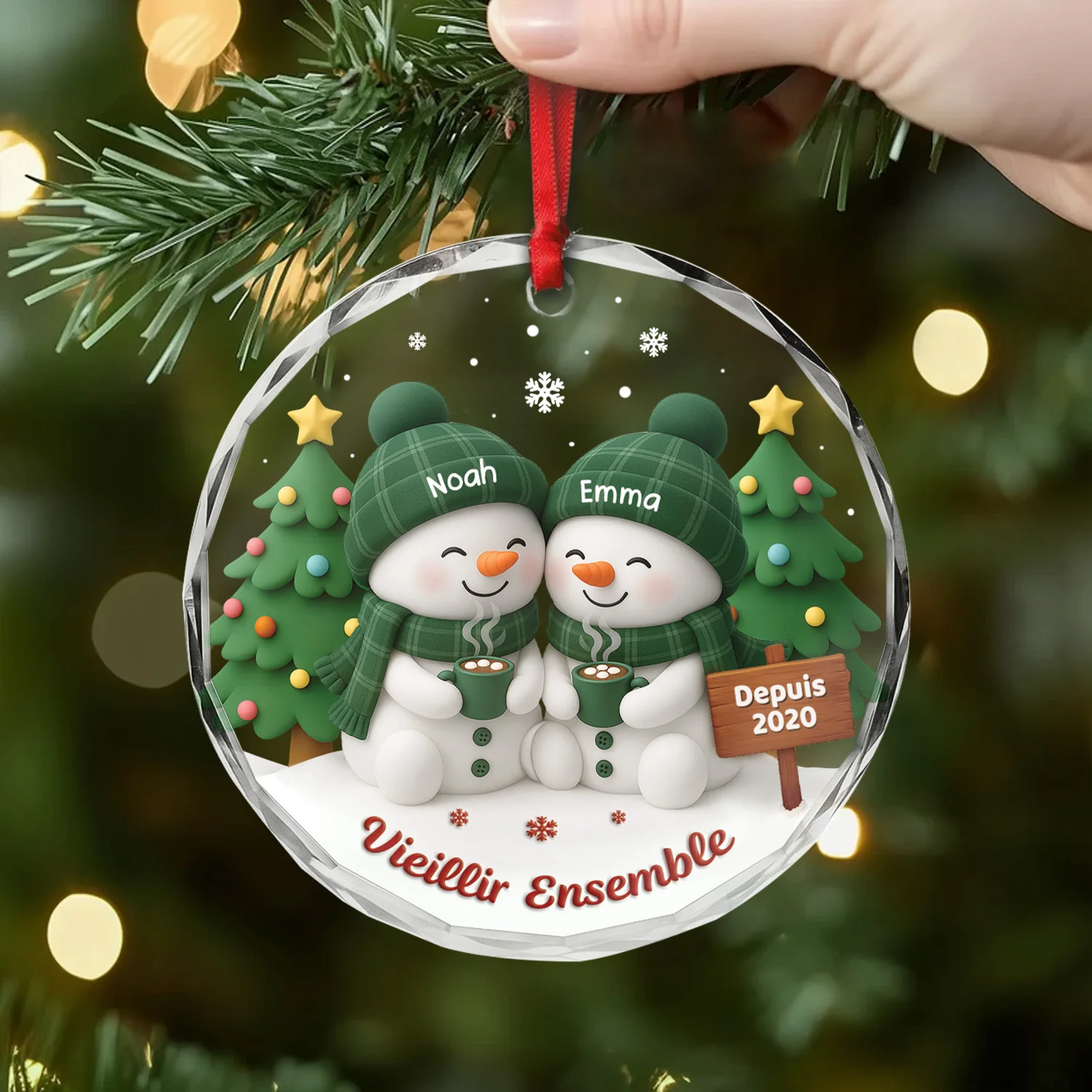 Ornement De Noël En Verre Personnalisé Pour Couple - Vieillir Ensemble - Image 2