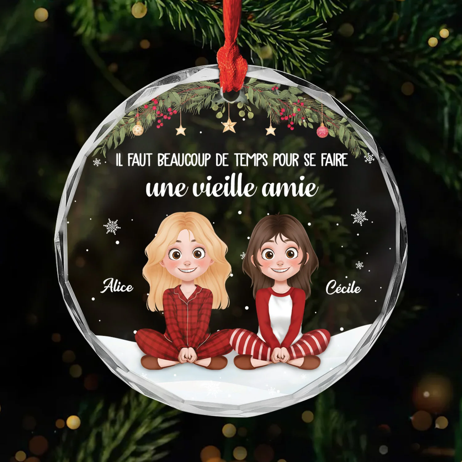 Ornement De Noël En Verre Personnalisé - Se Faire Une Vieille Amie - Image 2