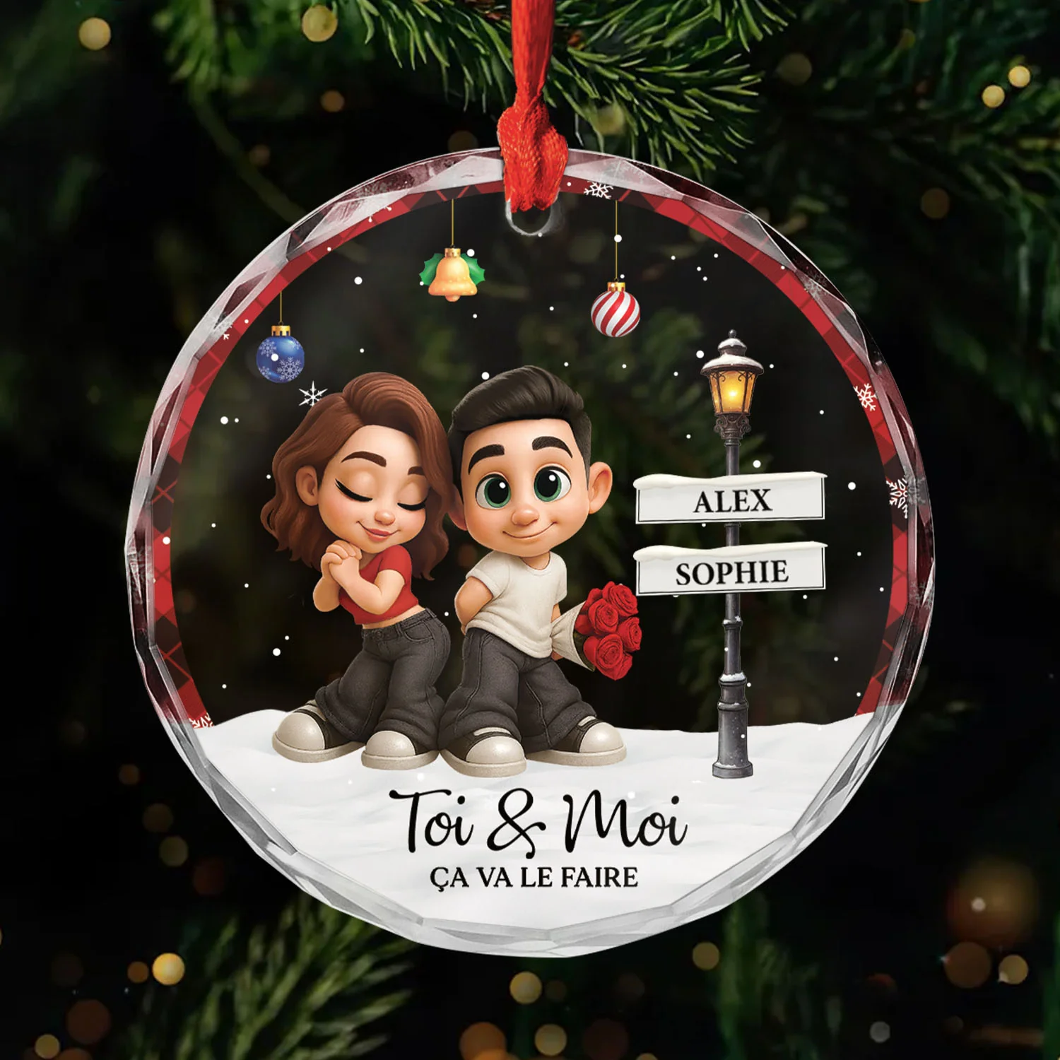 Ornement De Noël Personnalisé Couple - Toi Moi Ça Va Le Faire