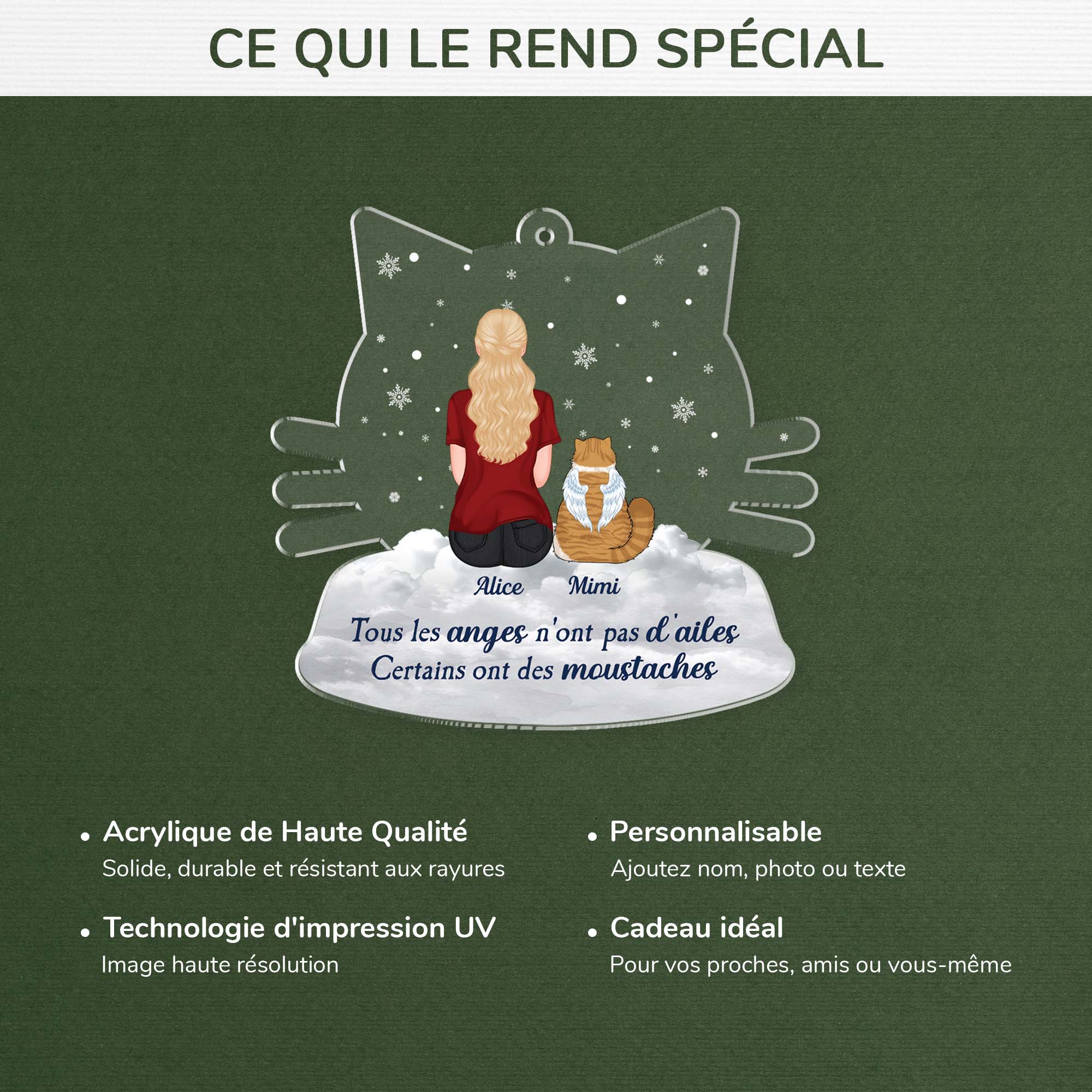 Ornement En Acrylique Chat Commémoratif Personnalisé - Certains Anges Ont Des Moustaches - Image 4