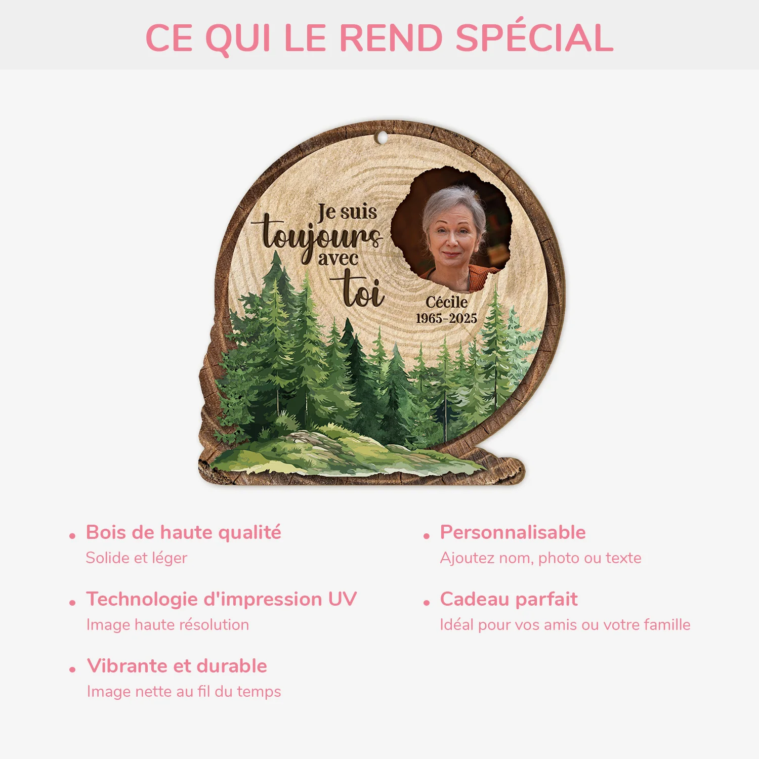 Ornement En Bois À 1 Couche Commémoratif Maman Personnalisé - Je Suis Toujours Avec Toi - Image 3