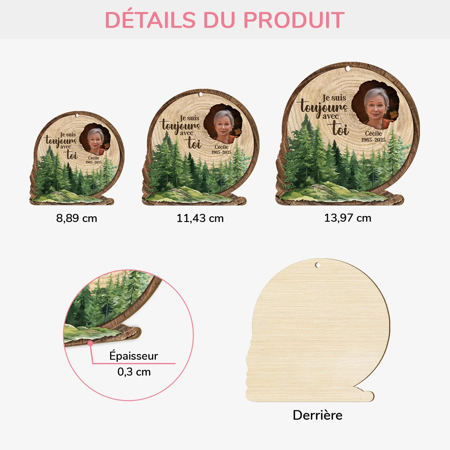 Ornement En Bois À 1 Couche Commémoratif Maman Personnalisé - Je Suis Toujours Avec Toi - Image 4