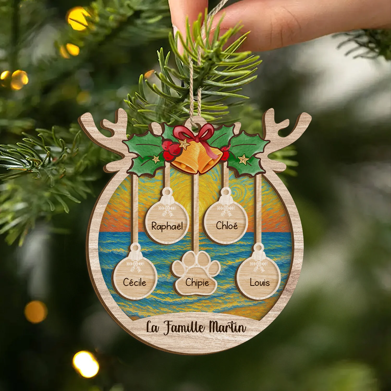 Ornement En Bois À 2 Couches Personnalisé - Notre Famille Noël - Image 2