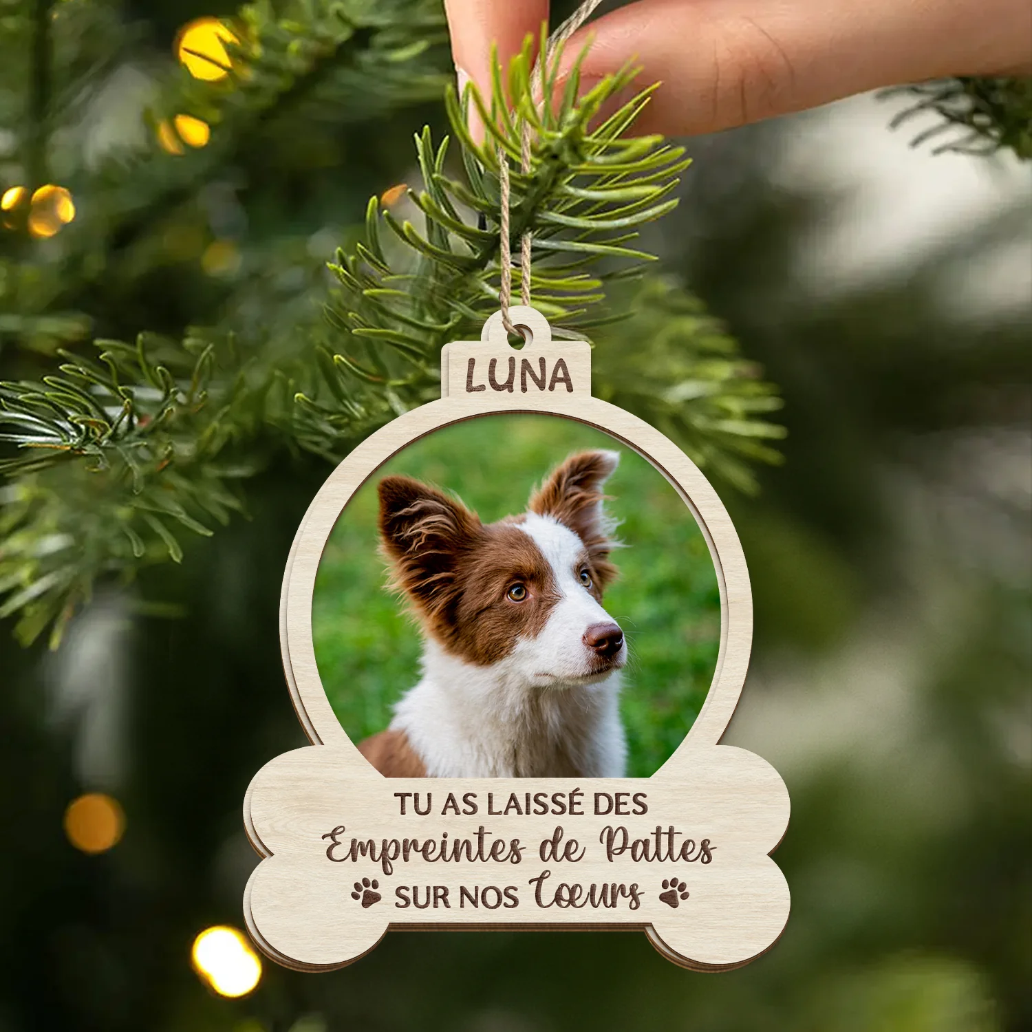 Ornement En Bois À 2 Couches Personnalisé - Pour Toujours Dans Nos Cœurs Chien - Image 2