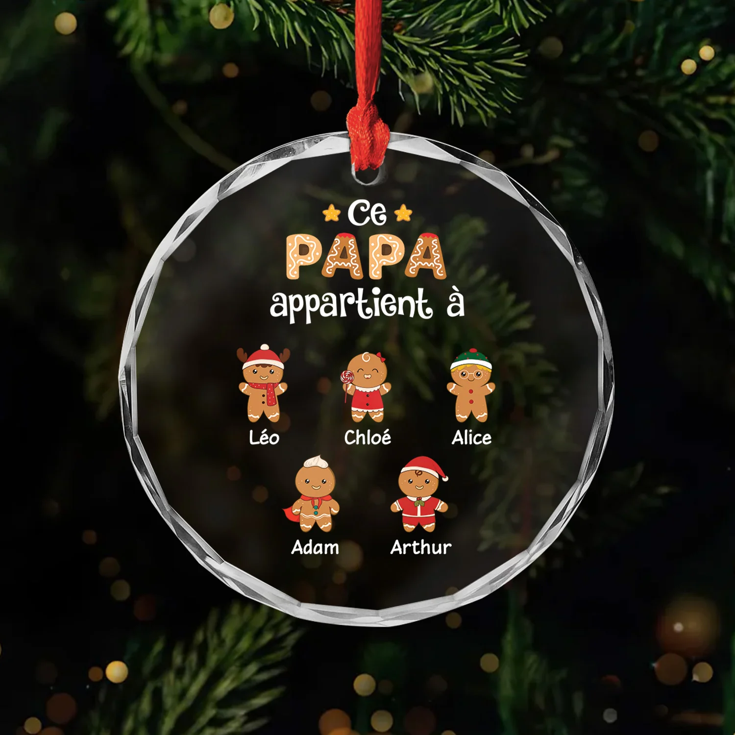 Ornement En Verre Personnalisé - Ce Papa Appartient À - Version Biscuits