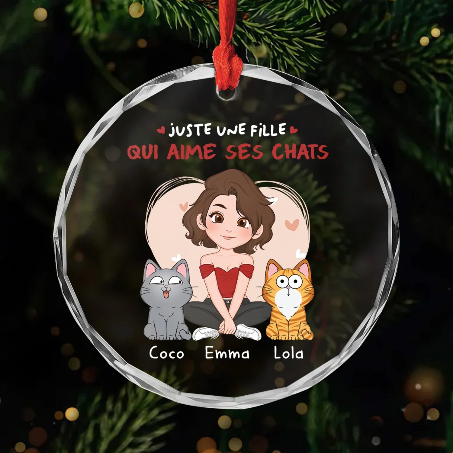 Ornement En Verre Personnalisé - Juste Une Fille Qui Aime Ses Chats