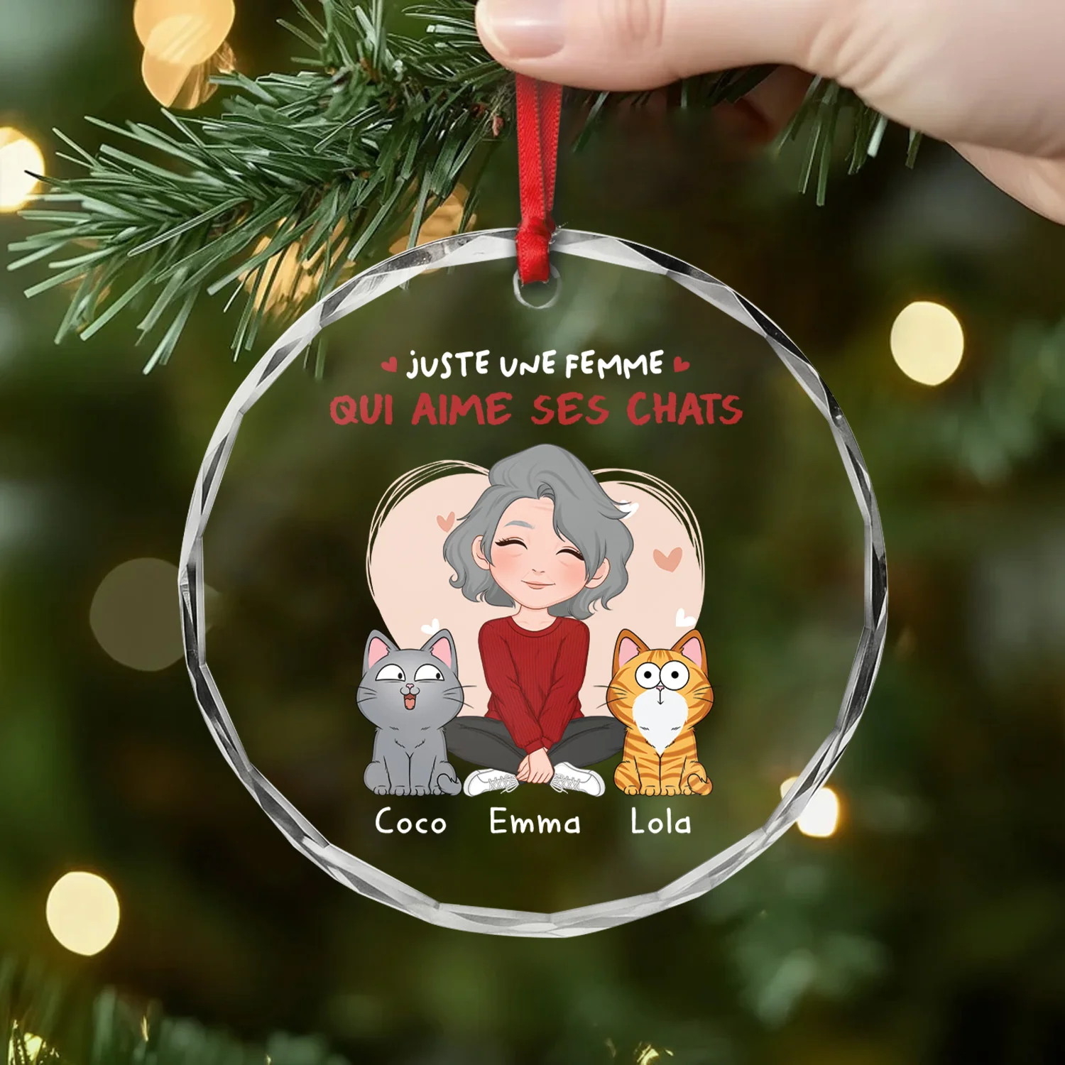 Ornement En Verre Personnalisé - Juste Une Fille Qui Aime Ses Chats - Image 2