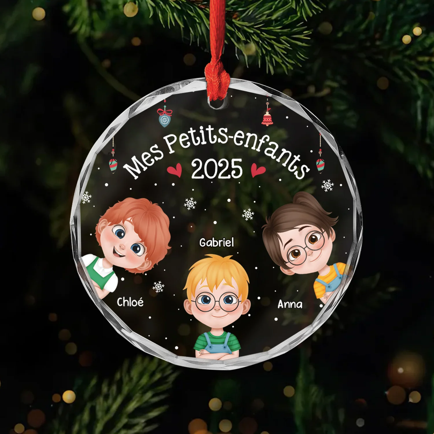 Ornement En Verre Personnalisé Noël Pour Mamie - Mes Petits-Enfants