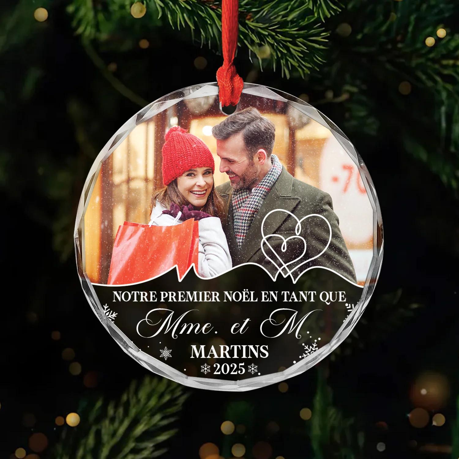 Ornement en Verre Notre Premier Noël - Cadeau de Noël Personnalisé