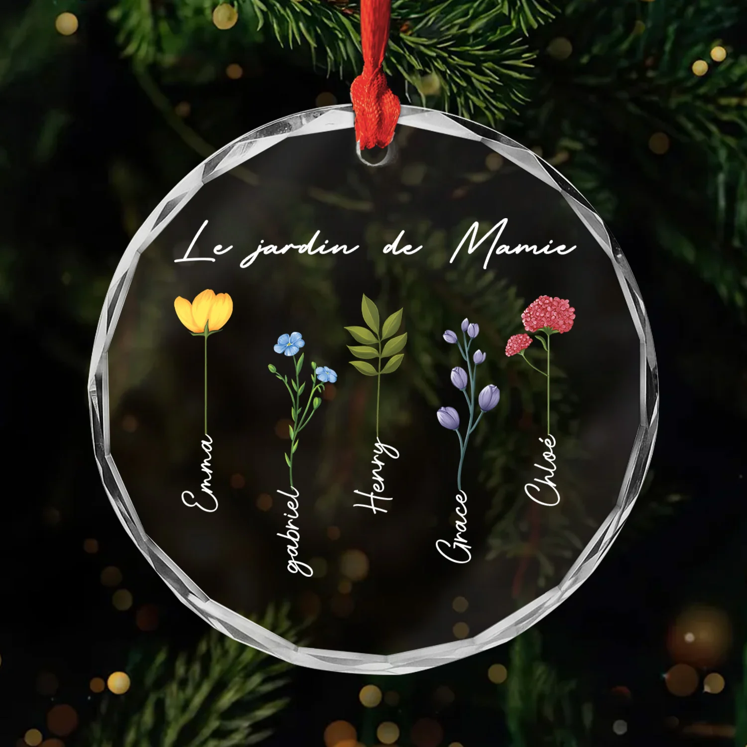 Ornement En Verre Personnalisé Pour Mamie - Le Jardin De Mamie