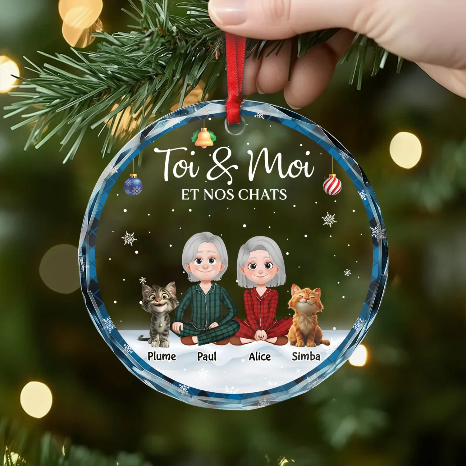 Ornement En Verre Personnalisé - Toi Et Moi Et Notre Chat - Image 2