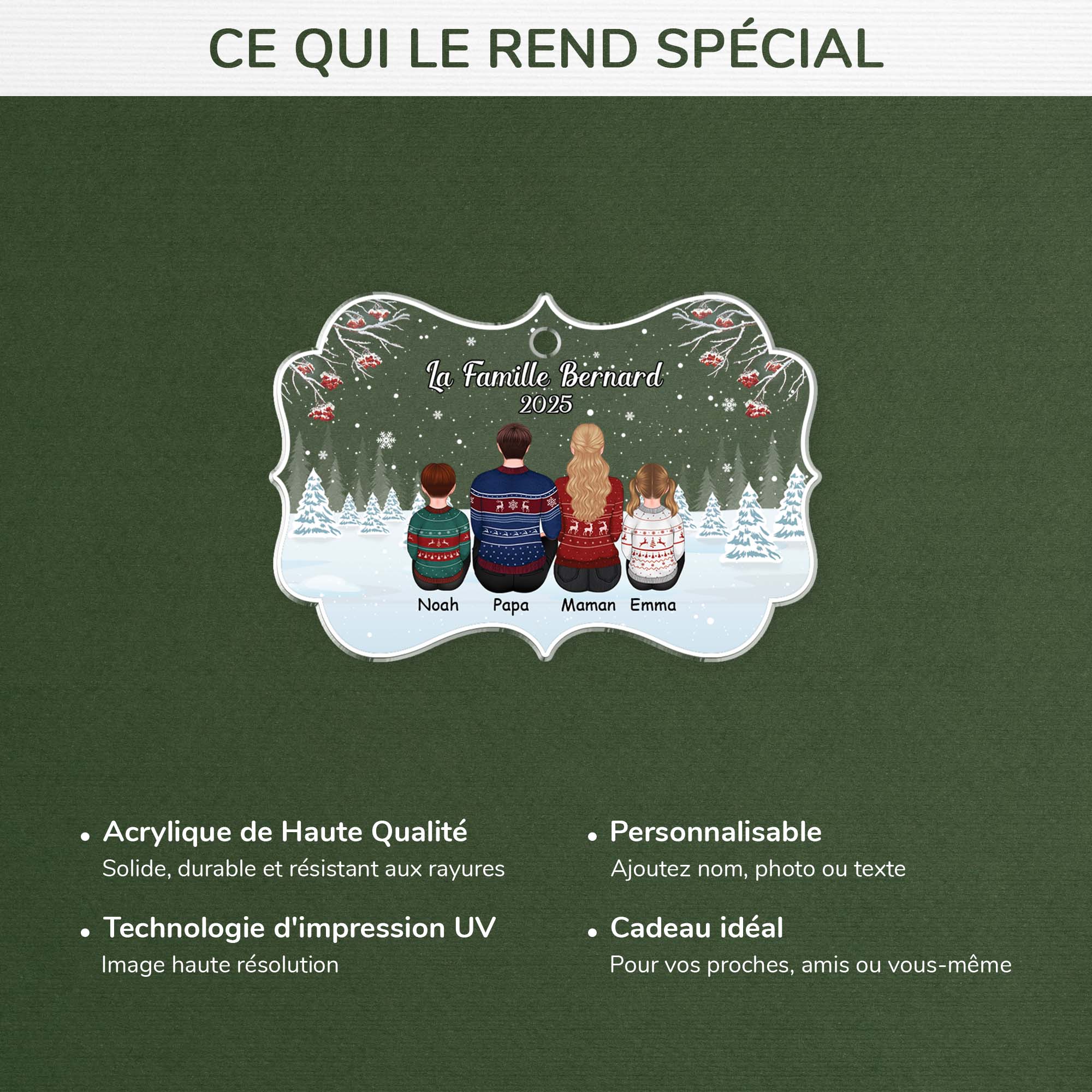 Ornement Famille Sous La Neige Personnalisé - Image 4