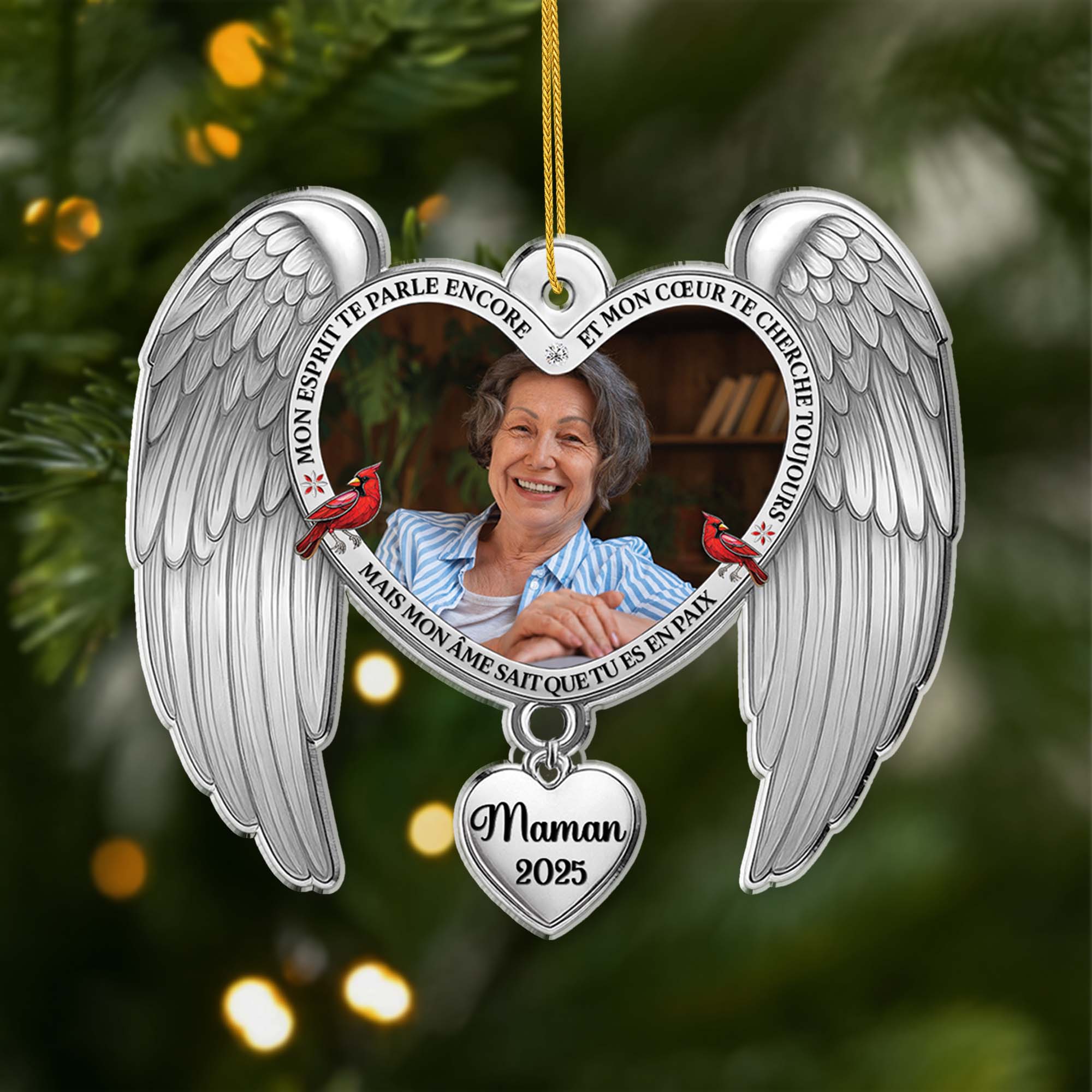 Ornement Noël Acrylique Personnalisé Commémoratif Avec Photo De Maman/Papa - Tu Es En Paix