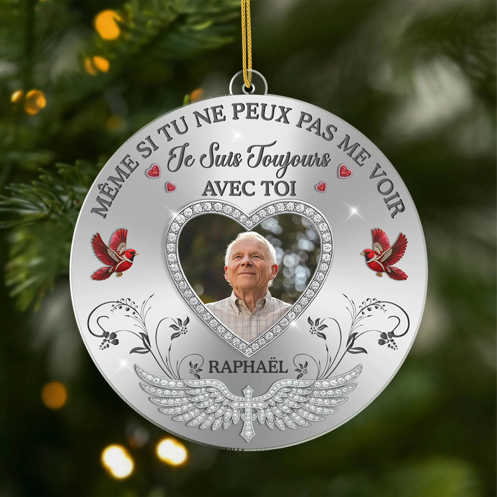 Ornement Noël Acrylique Personnalisé Commémoratif Photo Pour Papa - Toujours Avec Toi