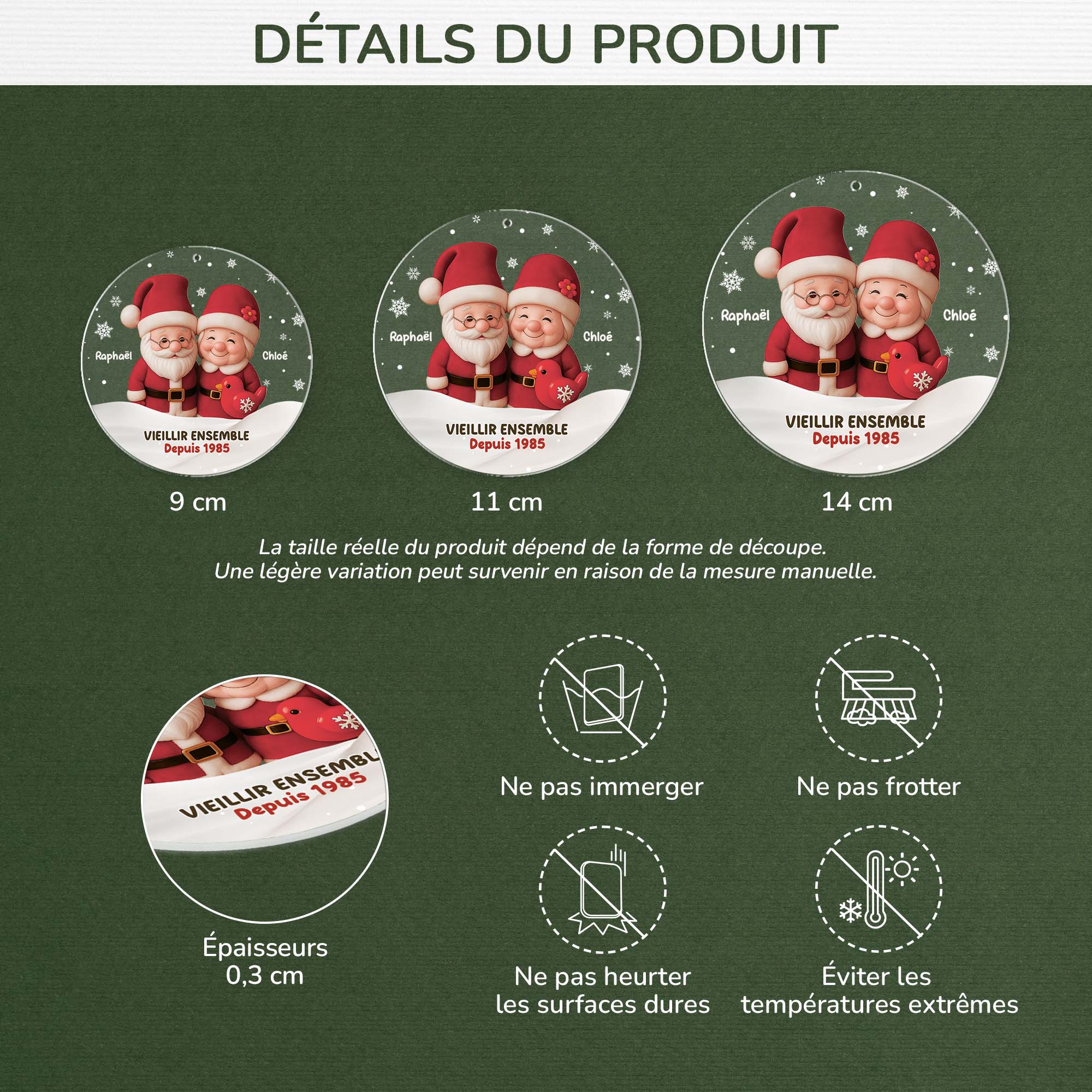 Ornement Noël Acrylique Personnalisé Couple - Gnome Vieillir Ensemble - Image 3