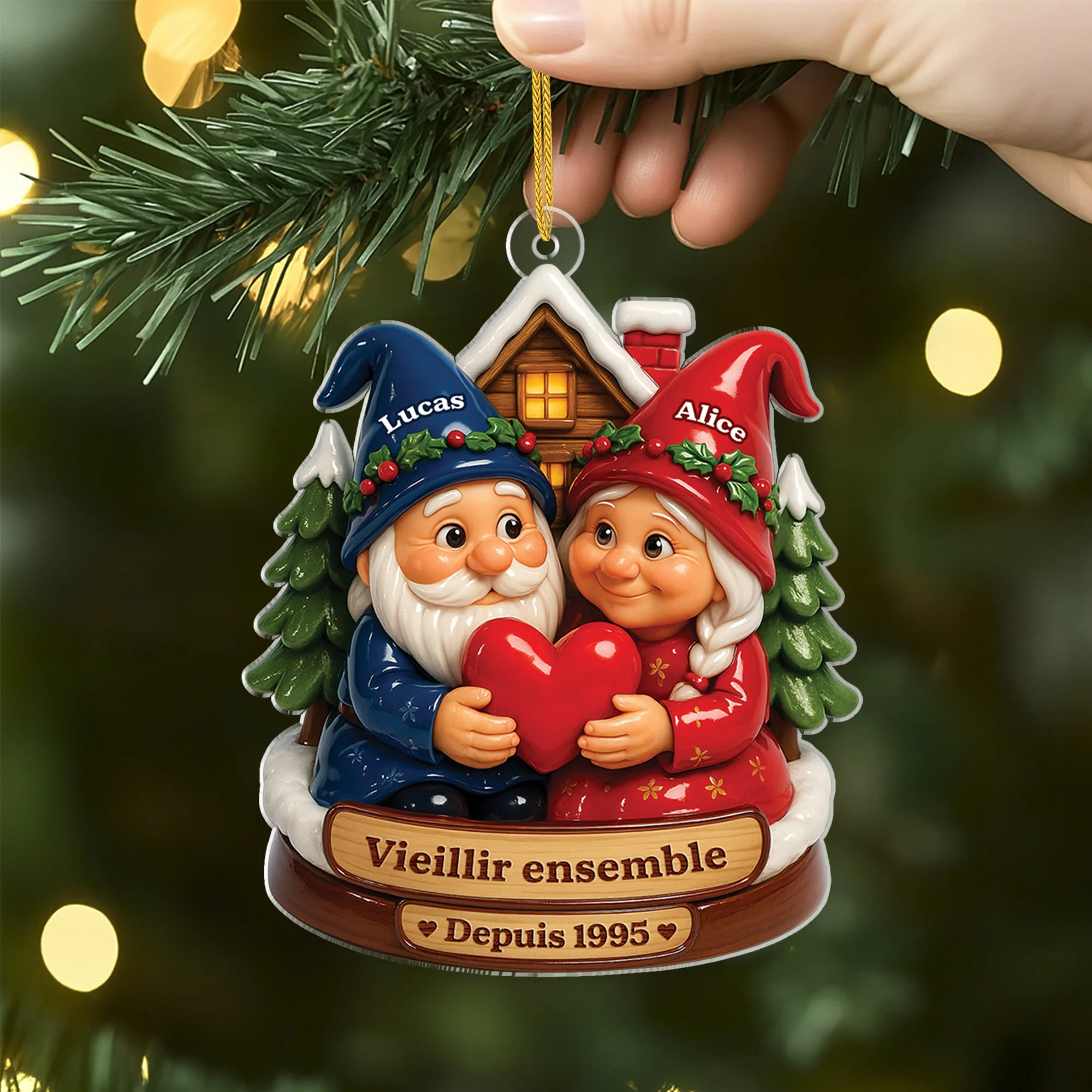 [Effet d'impression 3D] Ornement Noël Acrylique Personnalisé Couple - Vieillir Ensemble Depuis - Image 2